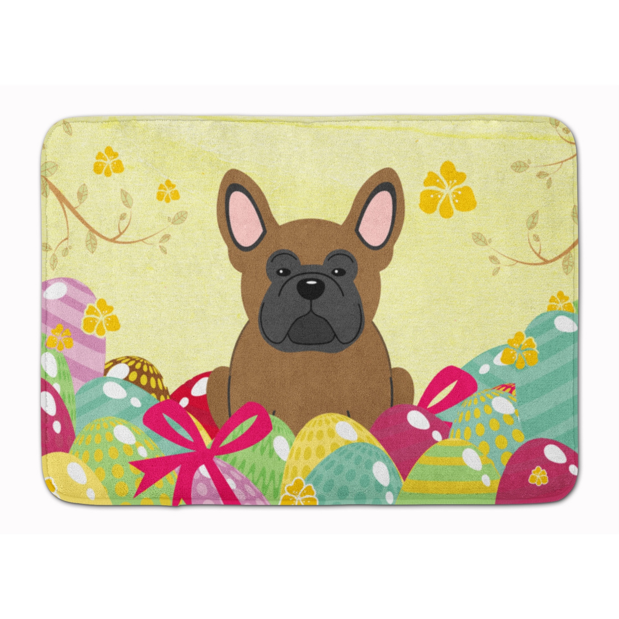 &quotCaroline's Treasures Easter Eggs French Bulldog Brown Machine Washable Memory Foam Mat doormats, Multicolor"