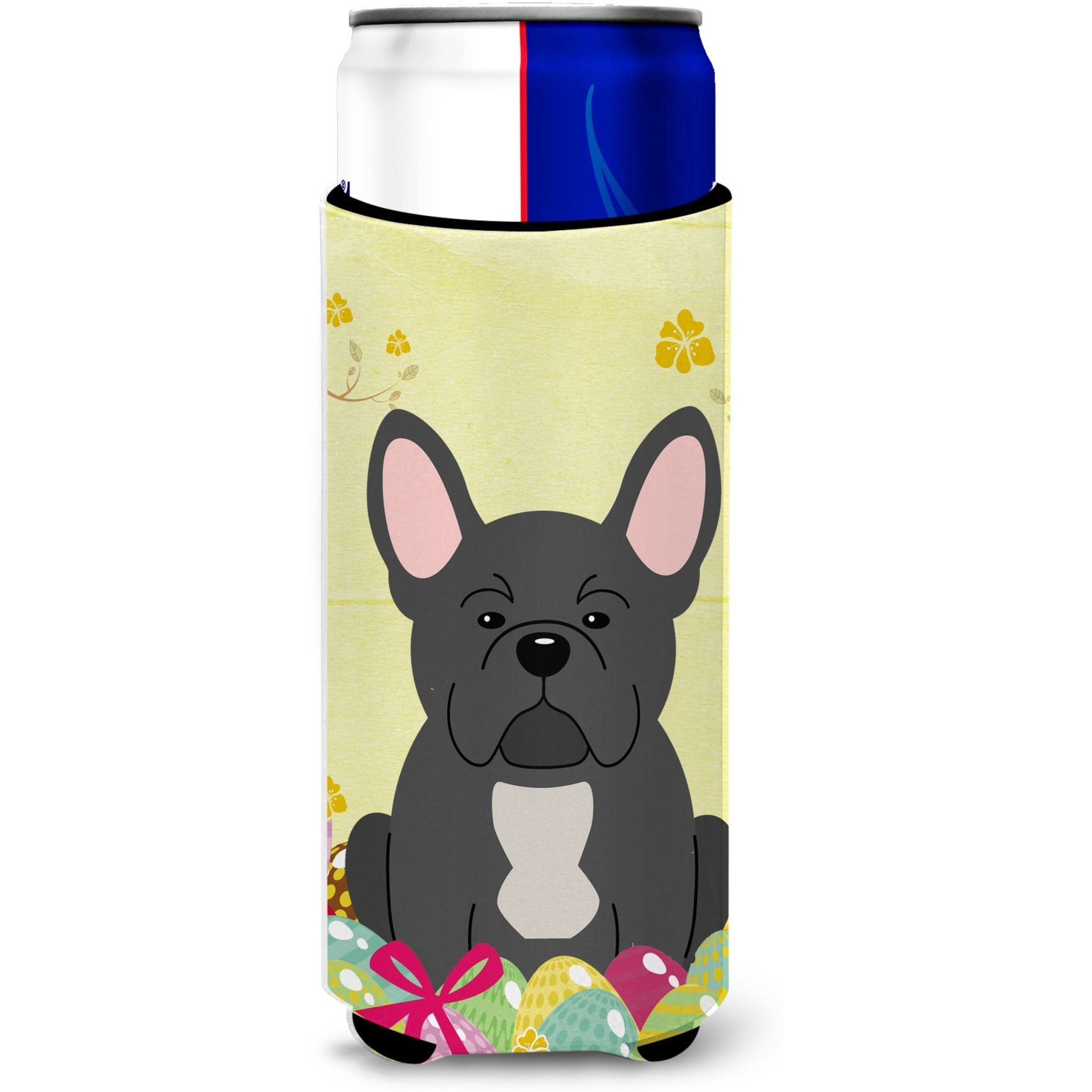 &quotCaroline's Treasures Easter Eggs French Bulldog black Michelob Ultra Hugger For Slim Cans, Slim Can, Multicolor"