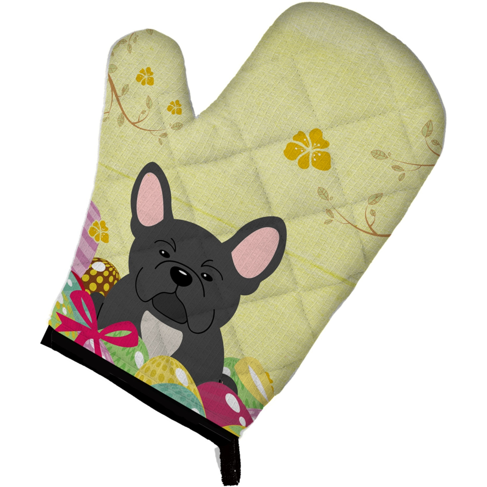 &quotCaroline's Treasures Easter Eggs French Bulldog Black Oven Mitt, Multicolor, 12"" x 8.5"""