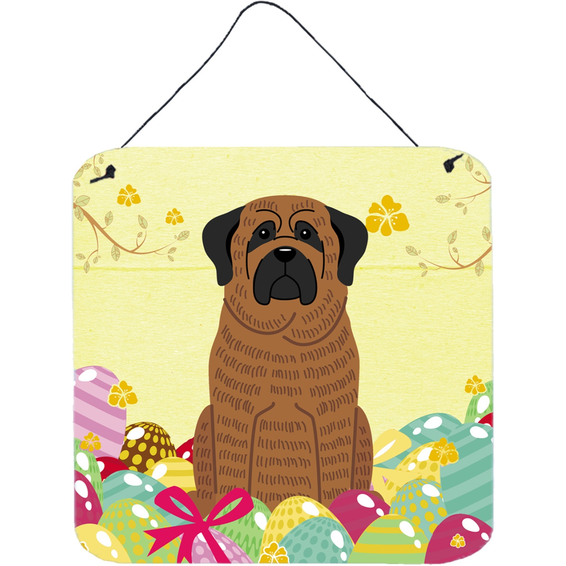 &quotCaroline's Treasures Easter Eggs Mastiff Brindle Metal Print, 6 x 6, Multicolor"