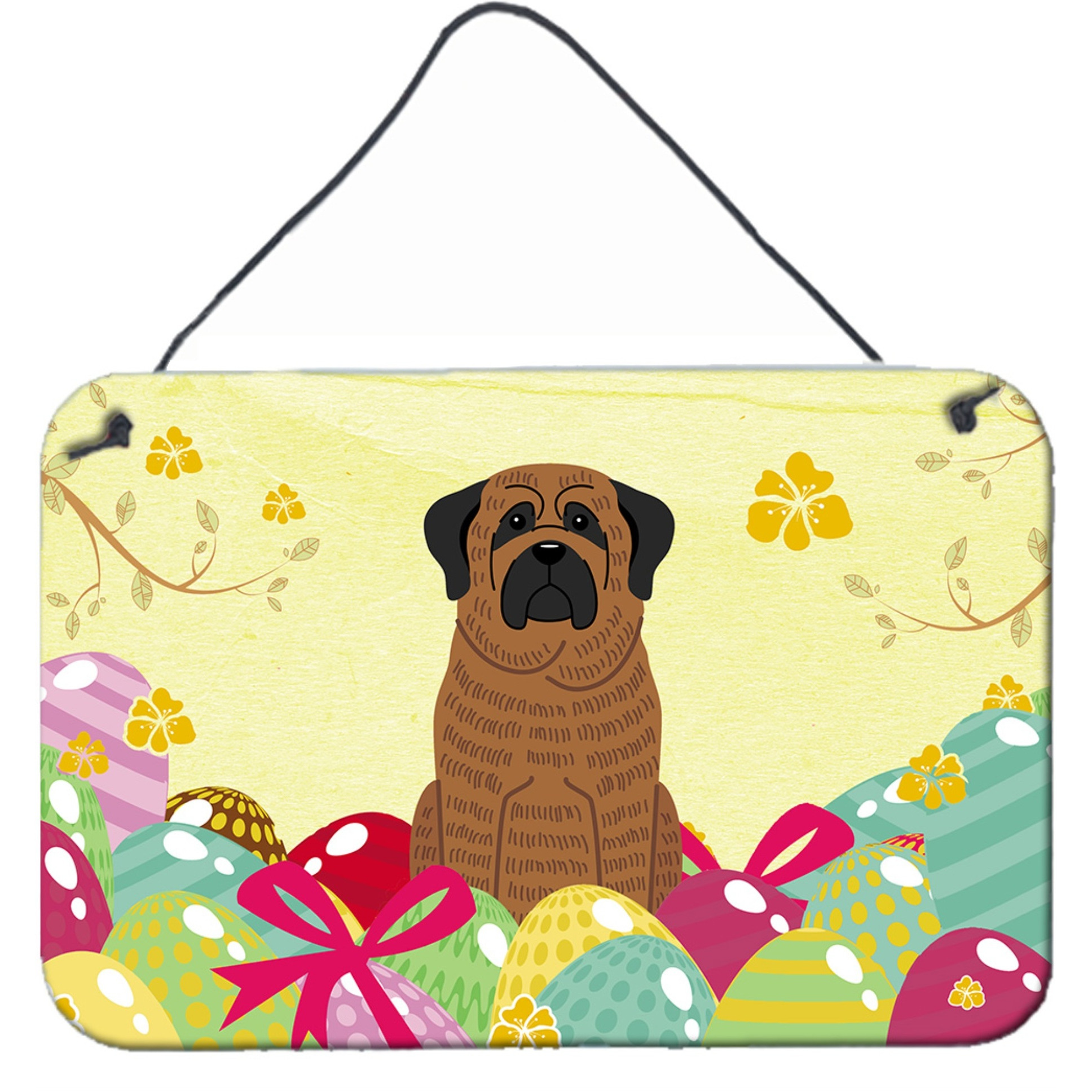 &quotCaroline's Treasures Easter Eggs Mastiff Brindle Metal Print, 8"&quotH x 12"&quotW, Multicolor"