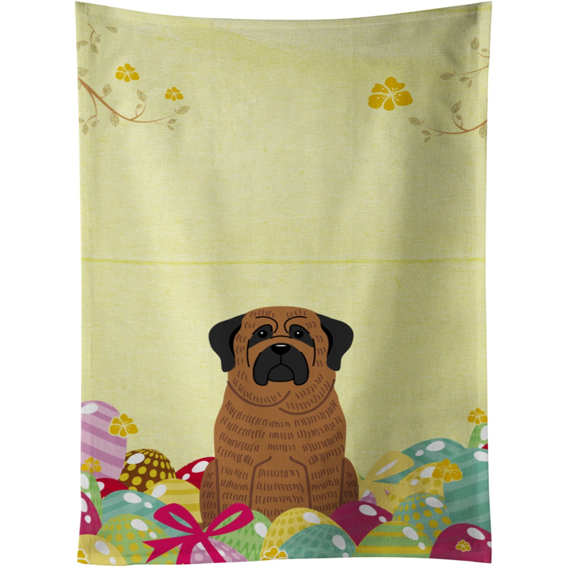 &quotCaroline's Treasures Easter Eggs Mastiff Brindle Kitchen Towel, Multicolor, 25"" x 15"""