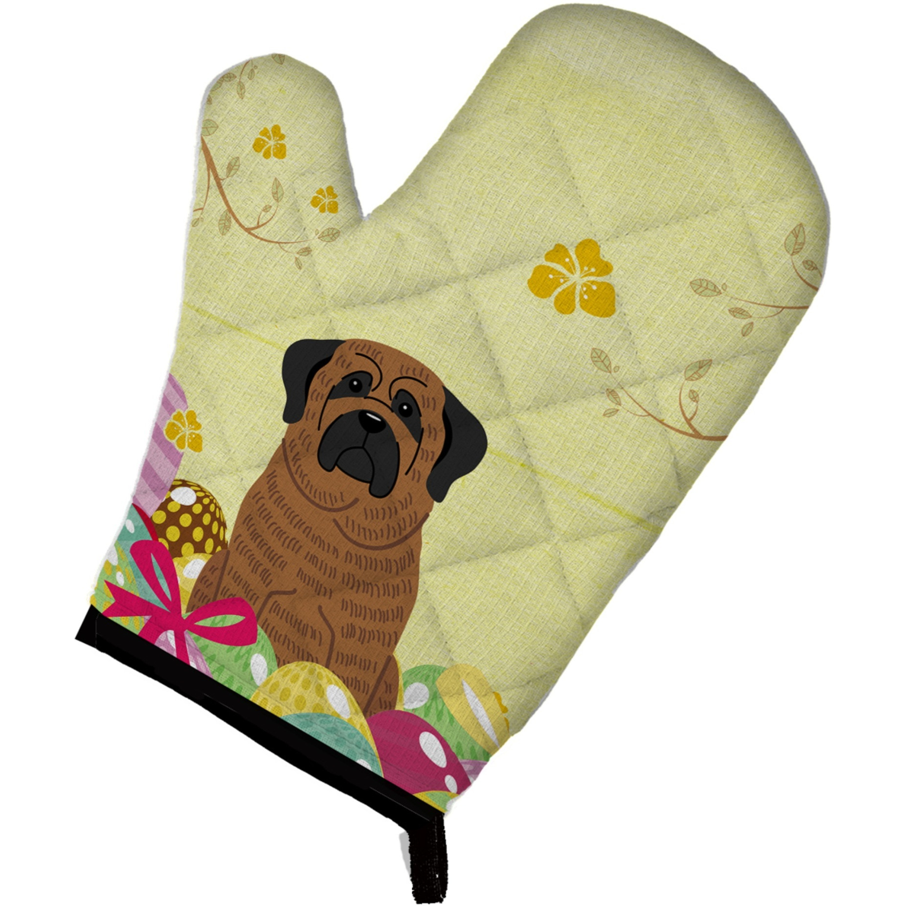 &quotCaroline's Treasures Easter Eggs Mastiff Brindle Oven Mitt, Multicolor, 12"" x 8.5"""