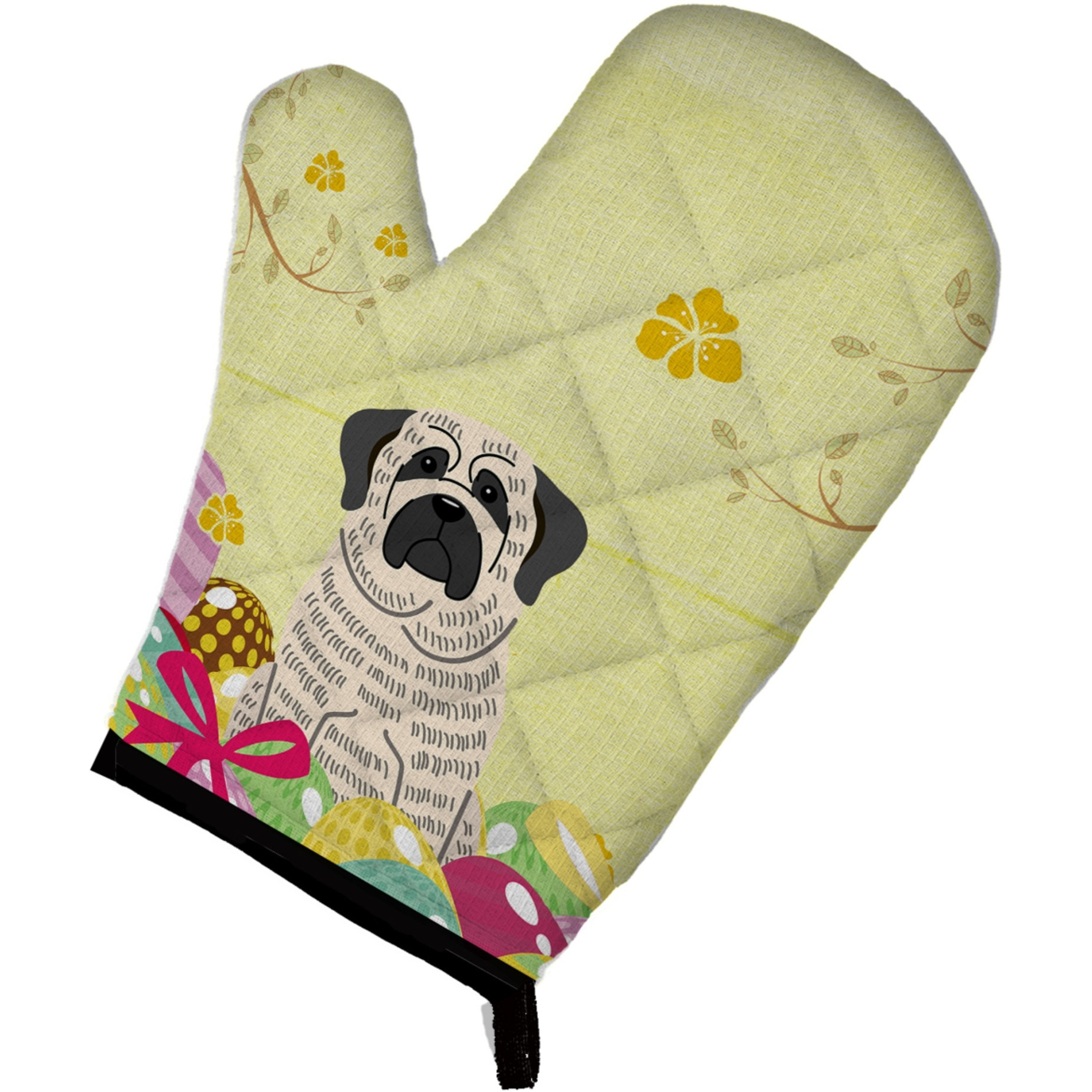 &quotCaroline's Treasures Easter Eggs Mastiff Brindle White Oven Mitt, Multicolor, 12"" x 8.5"""