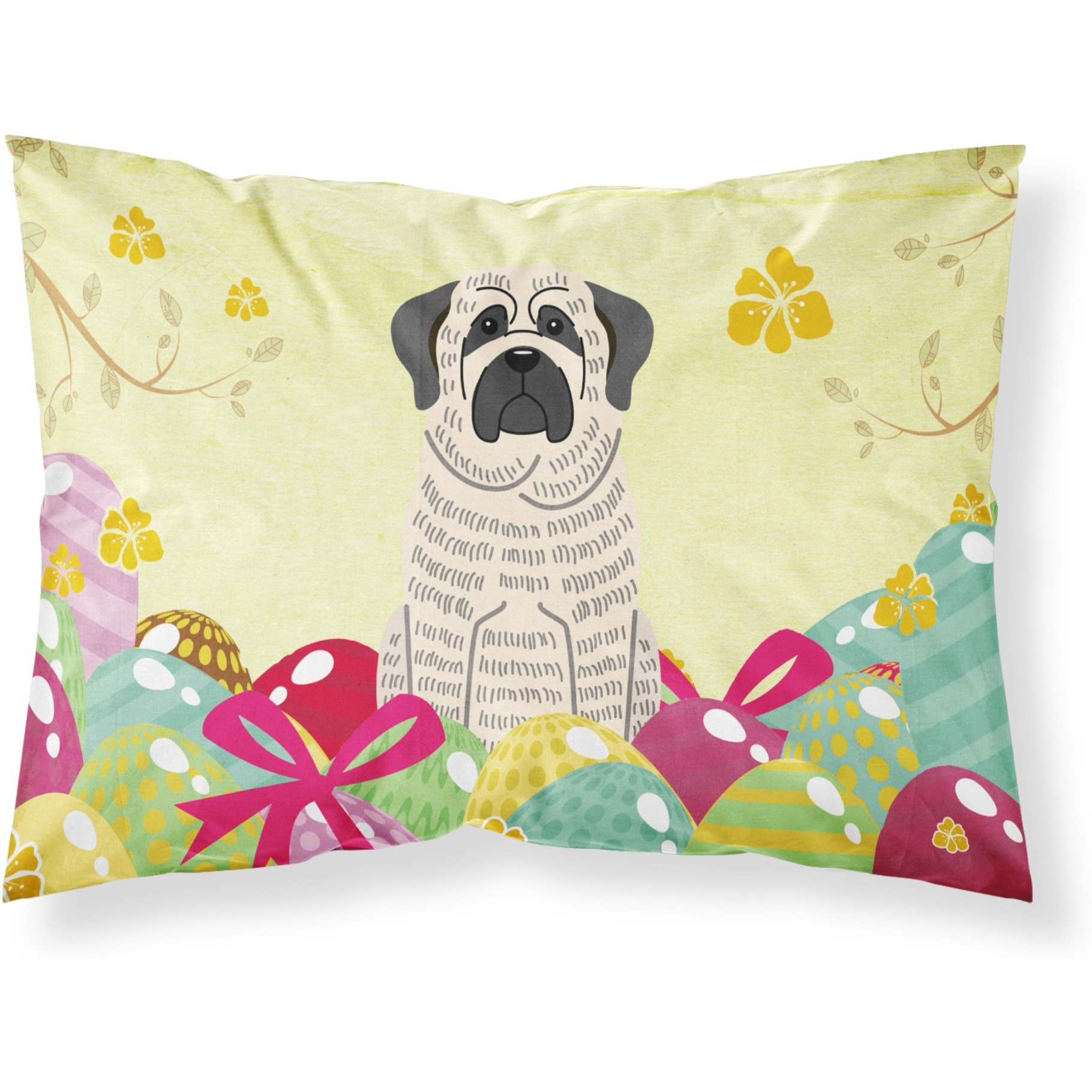Easter Eggs Mastiff Brindle White Fabric Standard Pillowcase