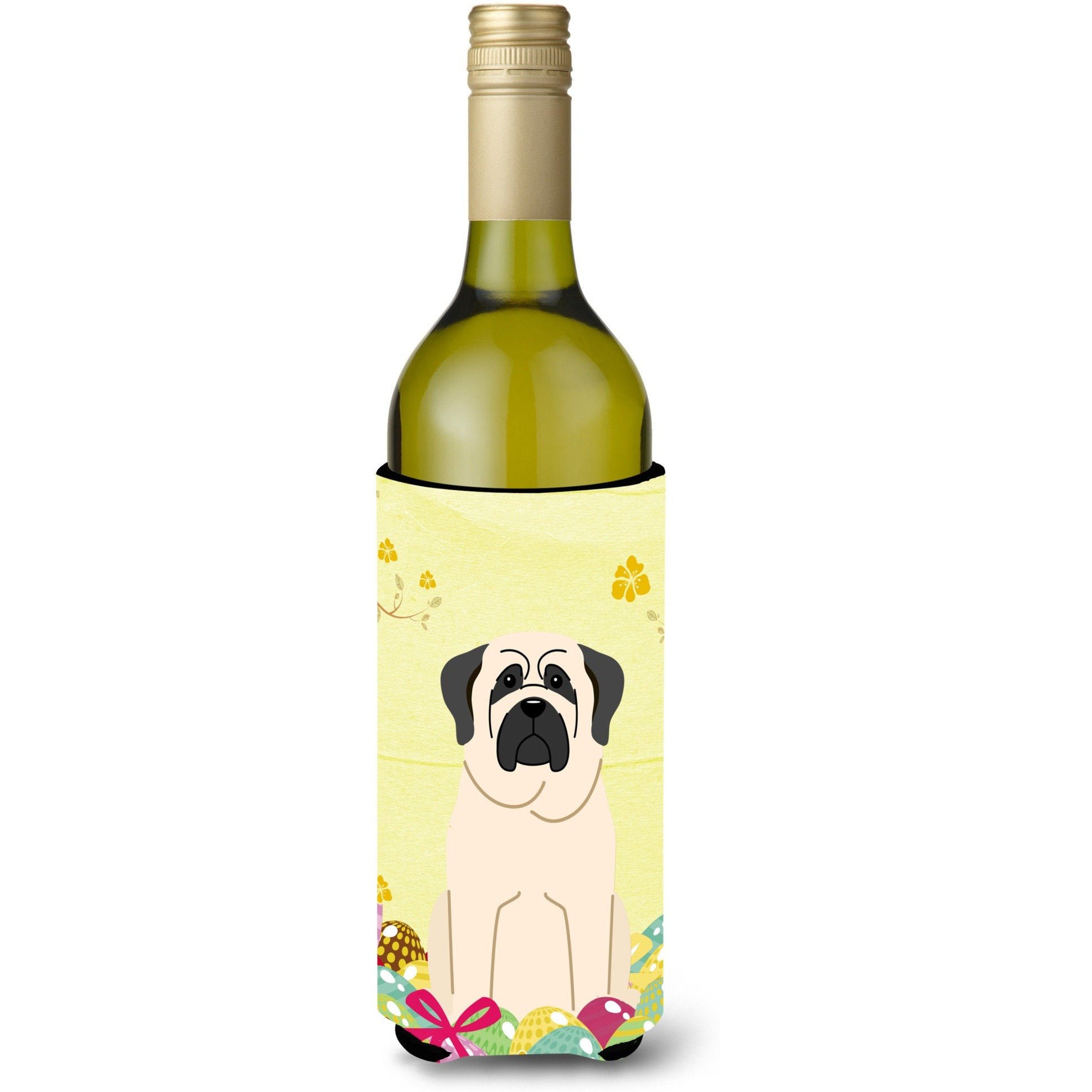 &quotCaroline's Treasures BB6017LITERK Easter Eggs Mastiff White Wine Bottle Beverage Insulator Hugger, 750ml, Multicolor"