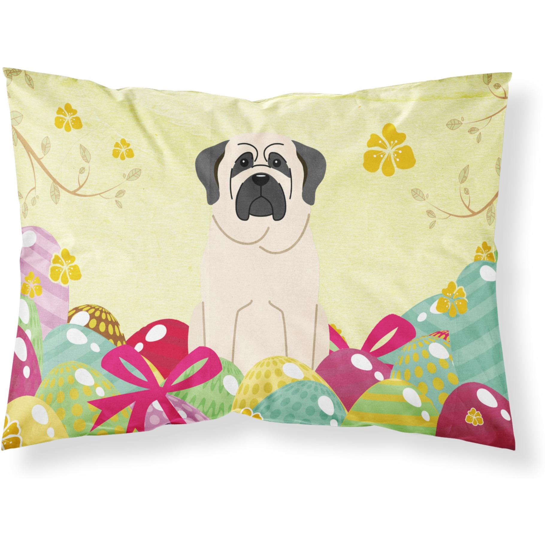 Easter Eggs Mastiff White Fabric Standard Pillowcase