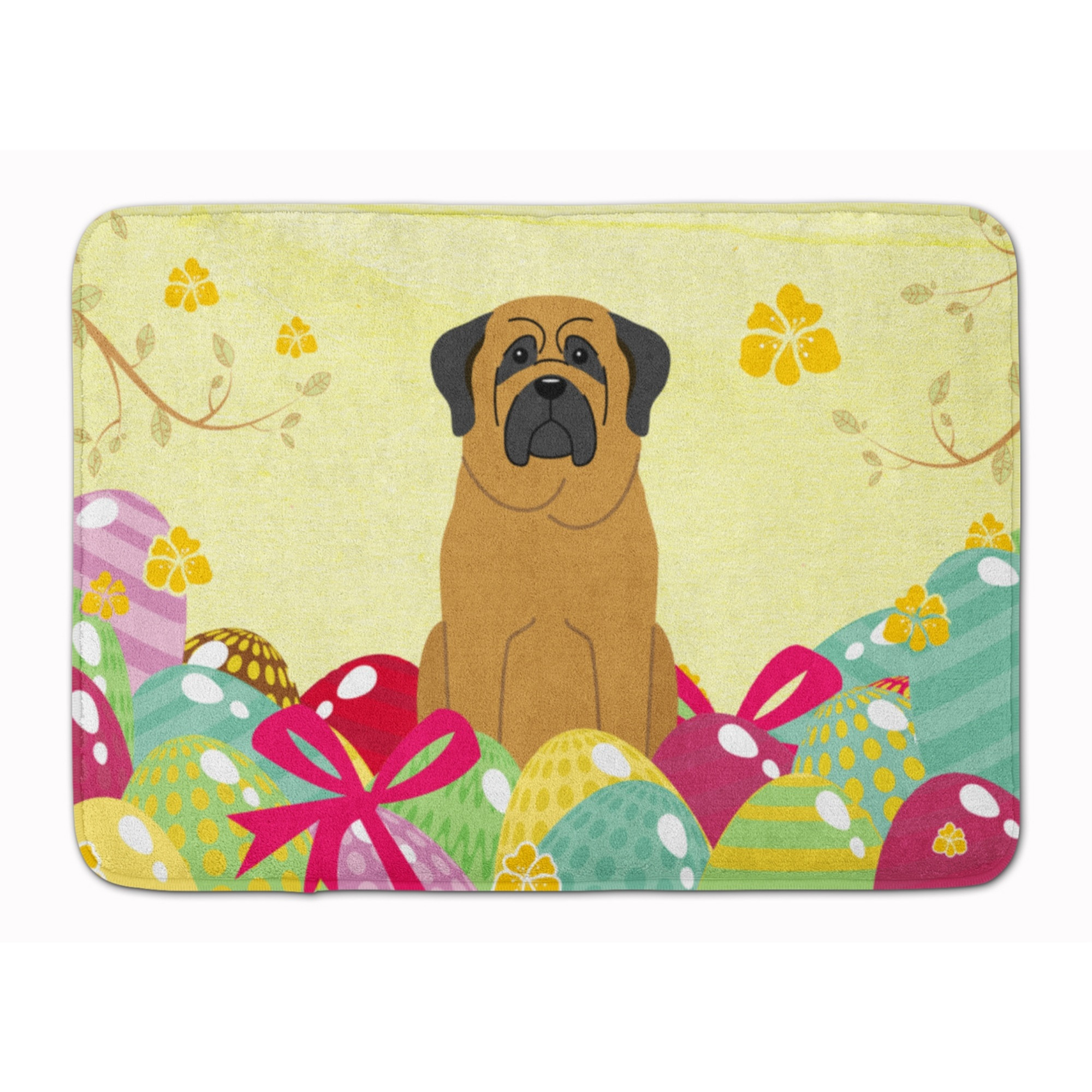&quotCaroline's Treasures Easter Eggs Mastiff Machine Washable Memory Foam Mat doormats, Multicolor"