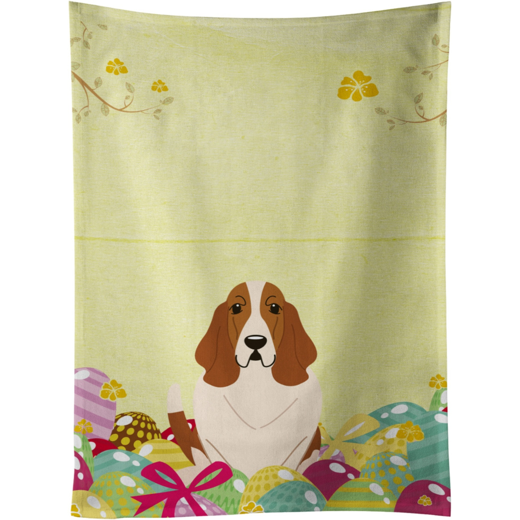 &quotCaroline's Treasures Easter Eggs Basset Hound Kitchen Towel, Multicolor, 25"" x 15"""