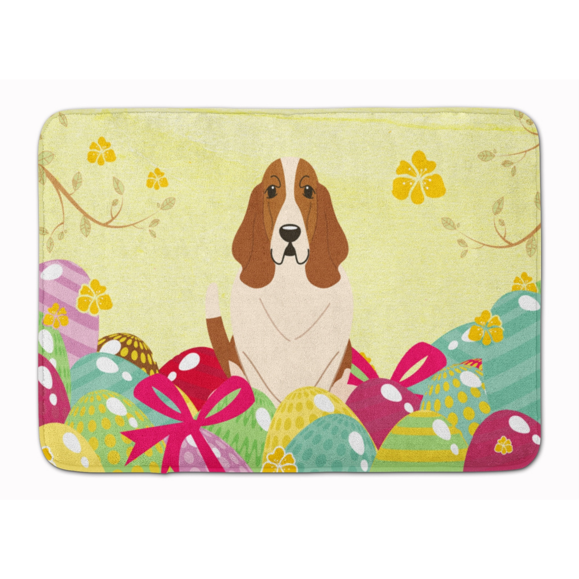 &quotCaroline's Treasures Easter Eggs Basset Hound Machine Washable Memory Foam Mat doormats, Multicolor"
