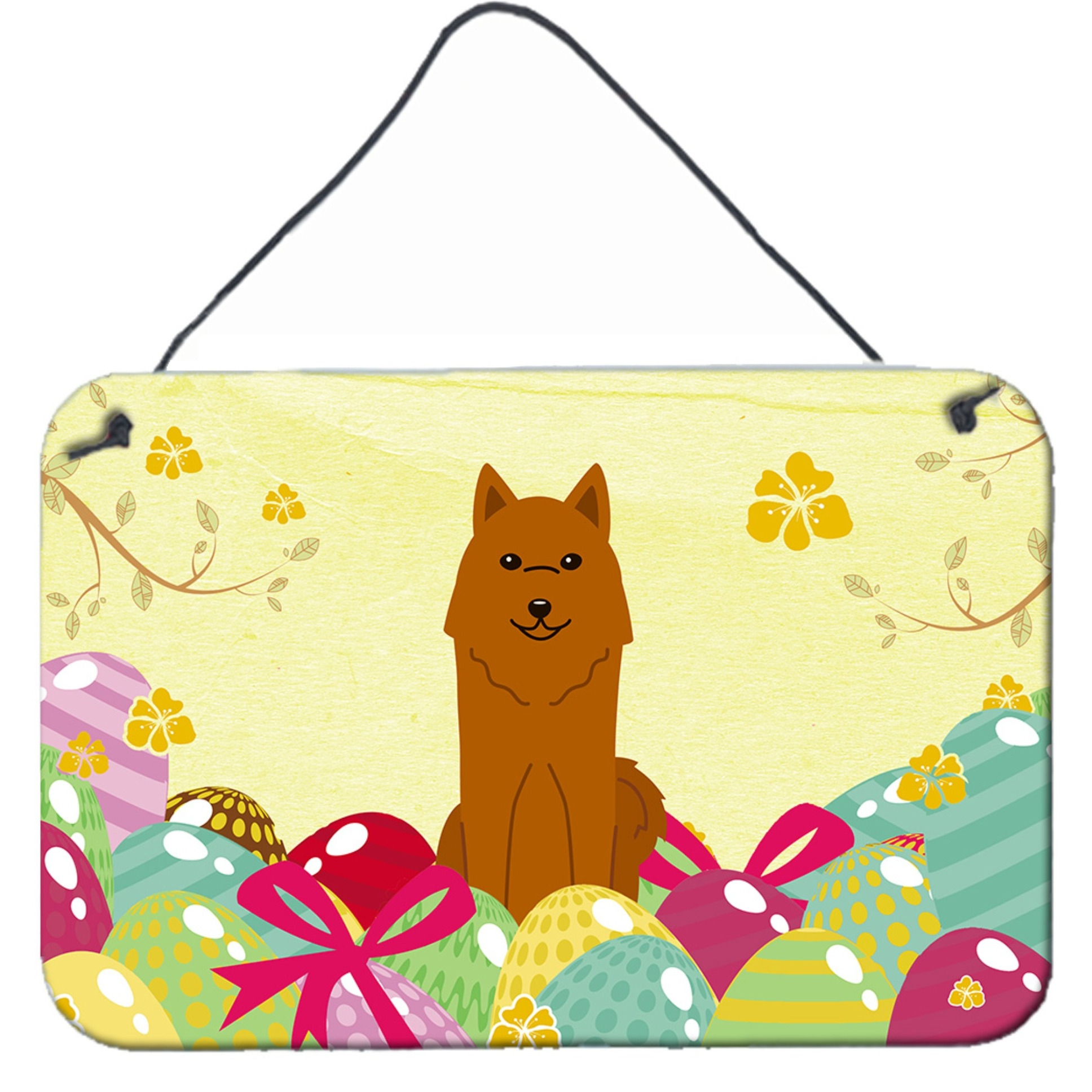 &quotCaroline's Treasures Easter Eggs Karelian Bear Dog Metal Print, 8"" H x 12"" W"