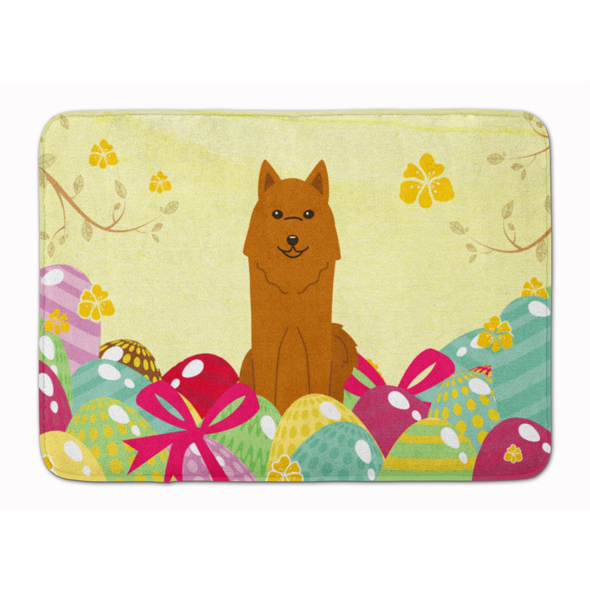 &quotCaroline's Treasures Easter Eggs Karelian Bear Dog Machine Washable Memory Foam Mat doormats, Multicolor"