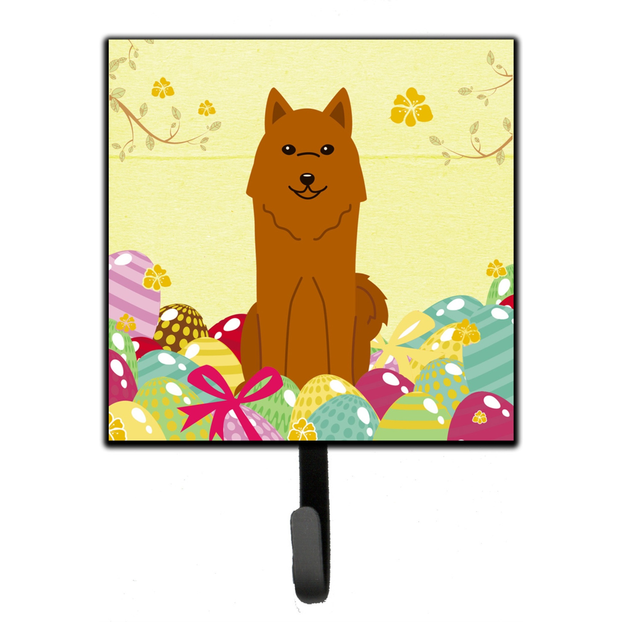 &quotCaroline's Treasures Easter Eggs Karelian Bear Dog Wall Hook, Small, Multicolor"