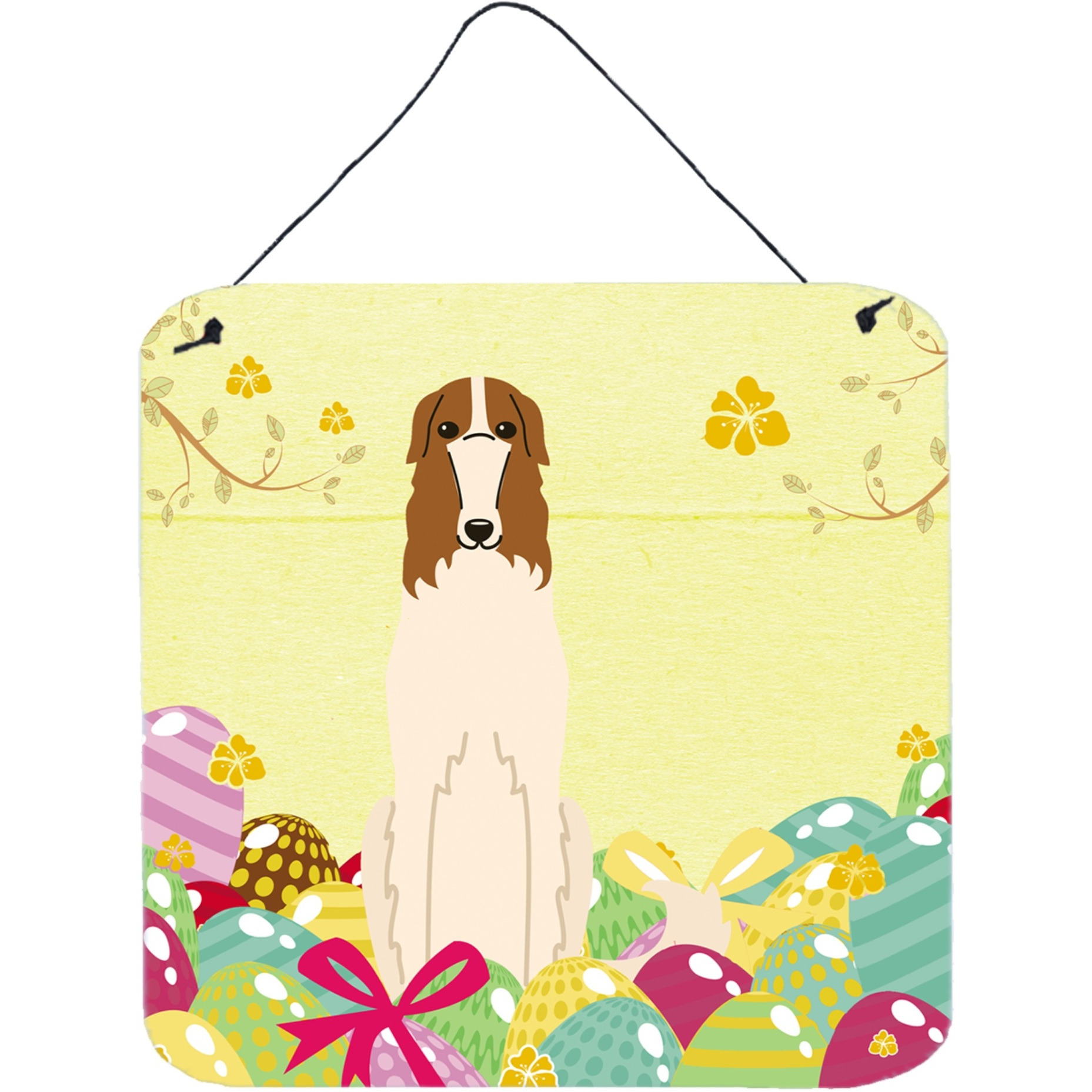 &quotCaroline's Treasures Easter Eggs Borzoi Metal Print, 6 x 6, Multicolor"