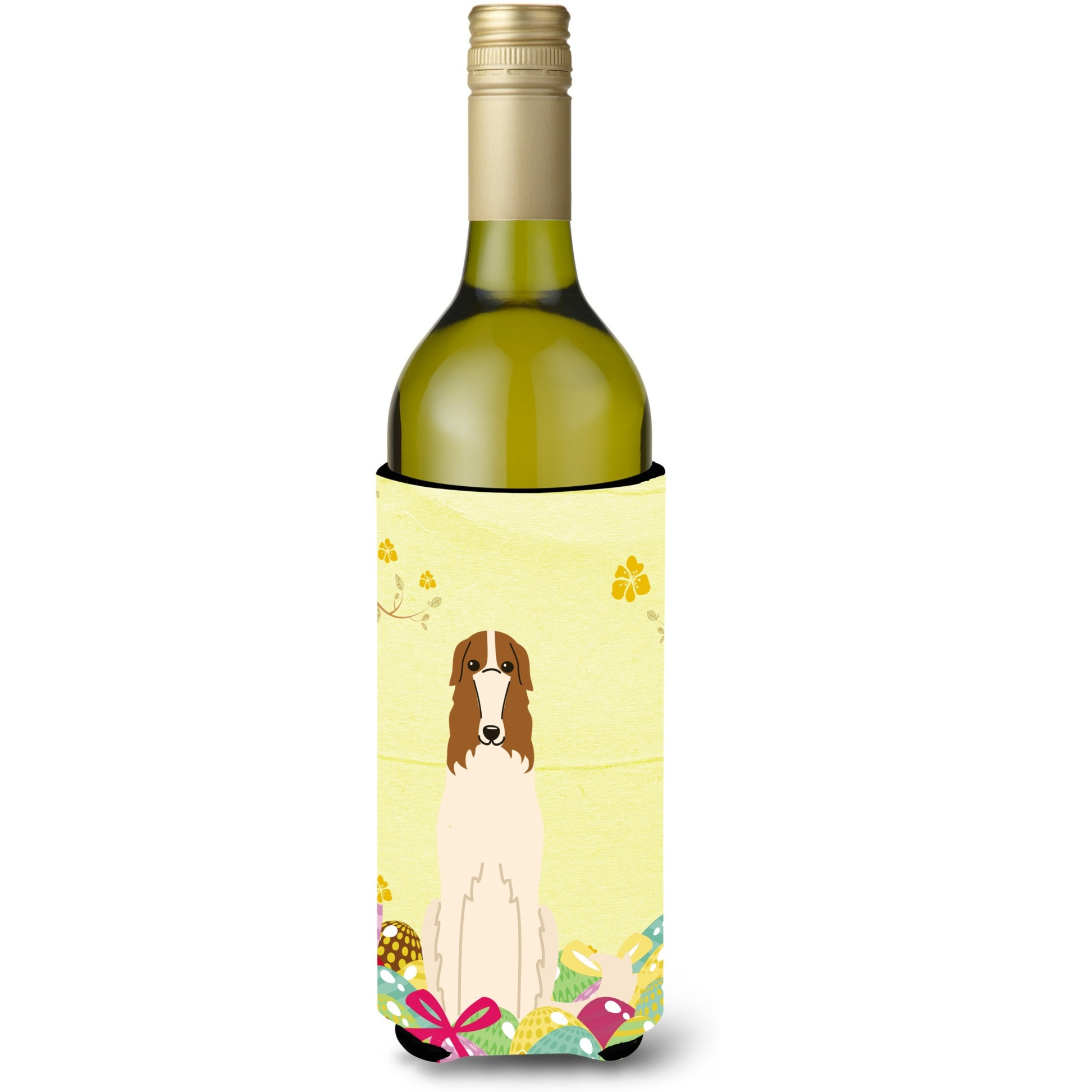 &quotCaroline's Treasures BB6023LITERK Easter Eggs Borzoi Wine Bottle Beverage Insulator Hugger, 750ml, Multicolor"