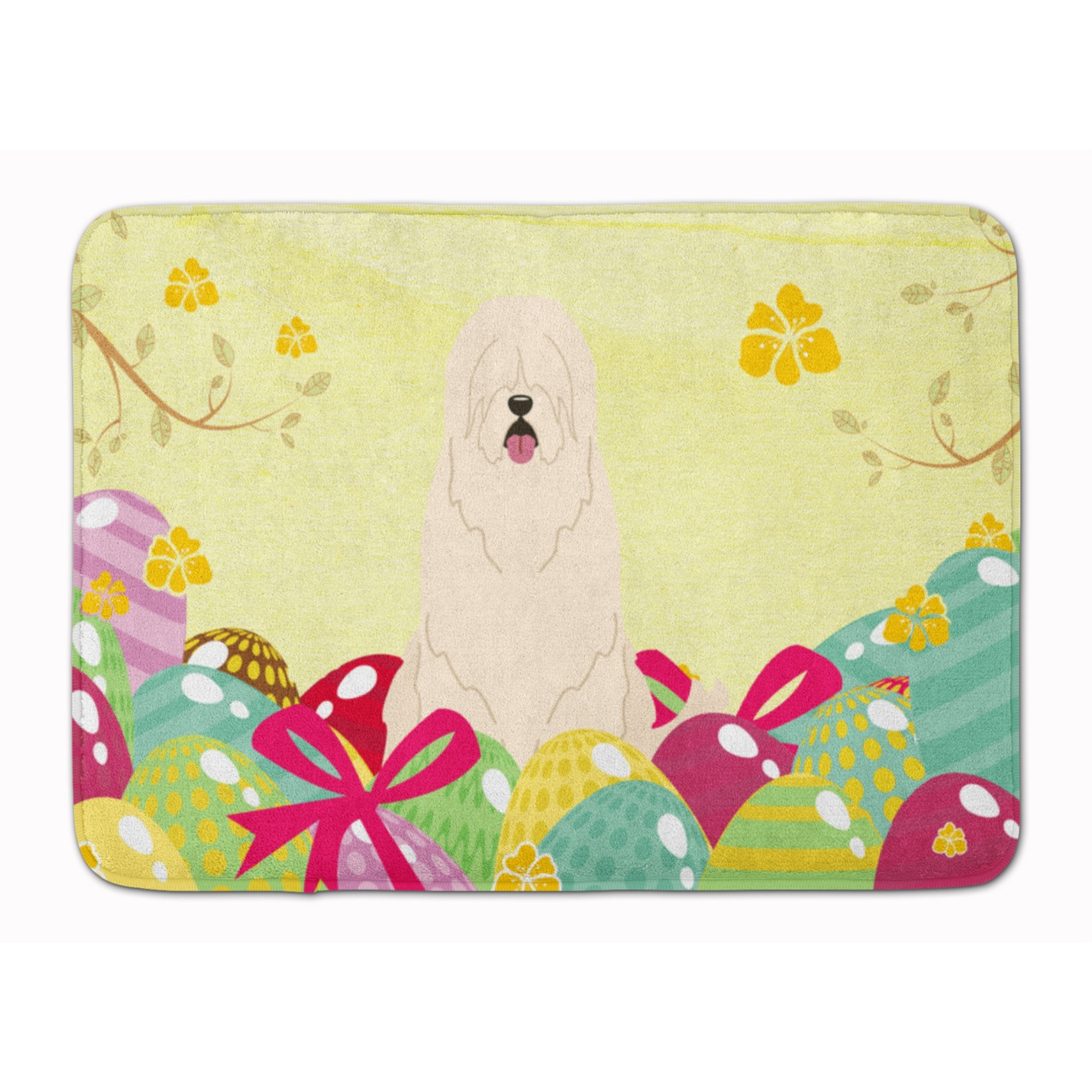 &quotCaroline's Treasures Easter Eggs South Russian Sheepdog Machine Washable Memory Foam Mat doormats, Multicolor"