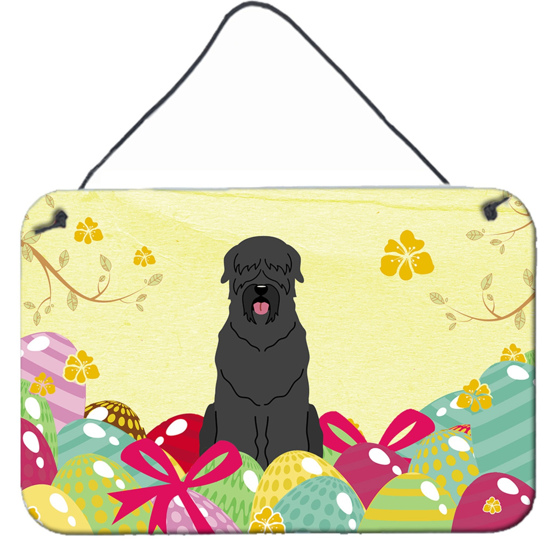 &quotCaroline's Treasures Easter Eggs Black Russian Terrier Metal Print, 8"" H x 12"" W"