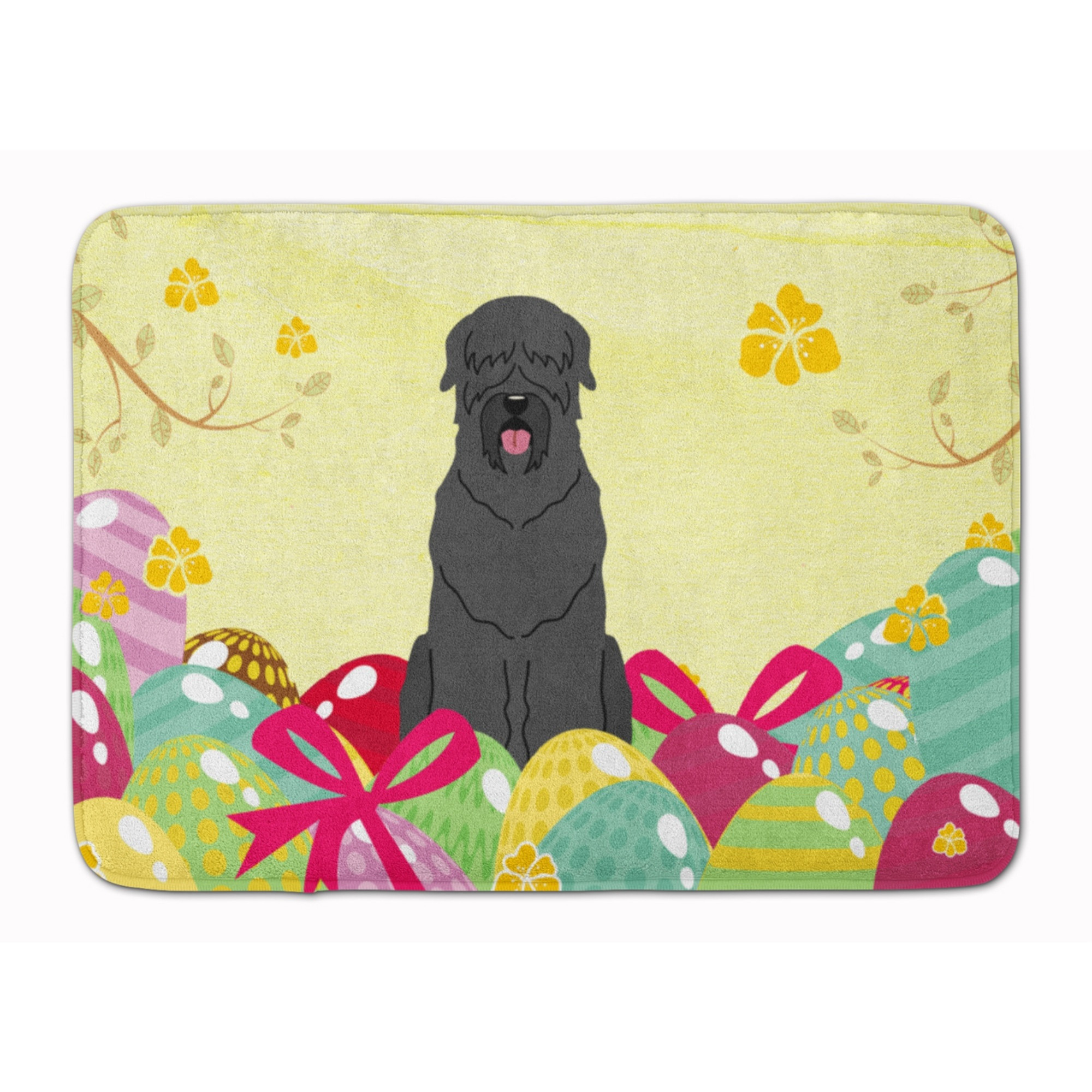 &quotCaroline's Treasures Easter Eggs Black Russian Terrier Machine Washable Memory Foam Mat doormats, Multicolor"