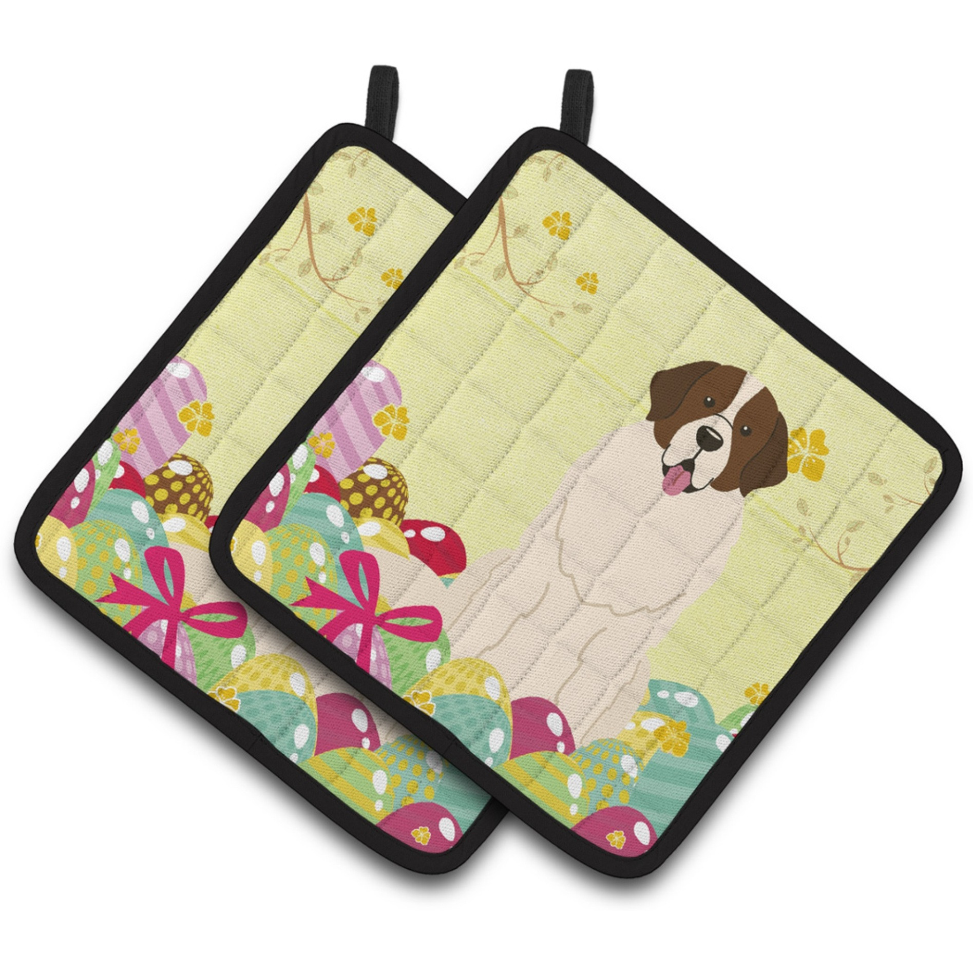 &quotCaroline's Treasures Easter Eggs Moscow Watchdog Pair of Pot Holders, 7.5HX7.5W, Multicolor"
