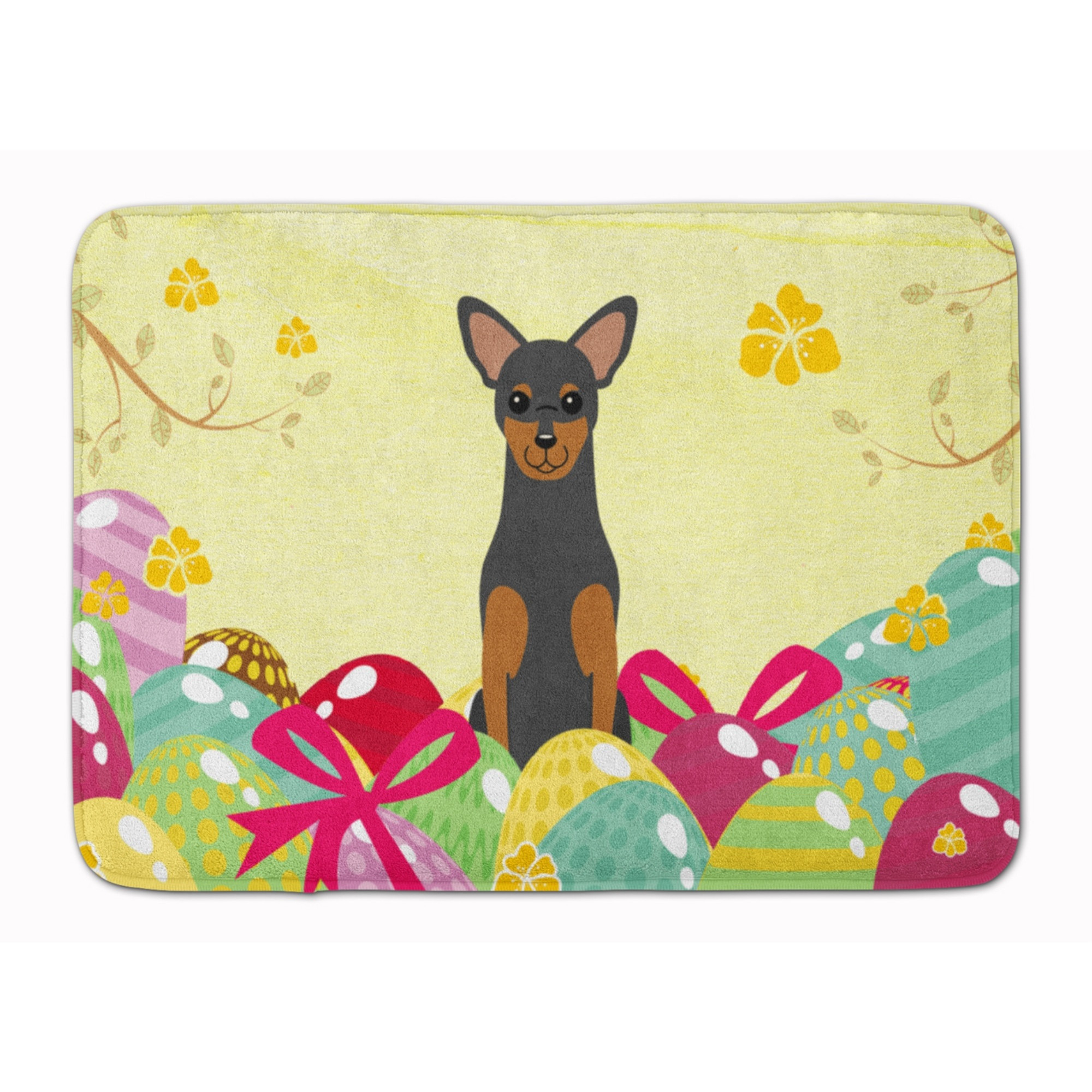 &quotCaroline's Treasures Easter Eggs Manchester Terrier Machine Washable Memory Foam Mat doormats, Multicolor"
