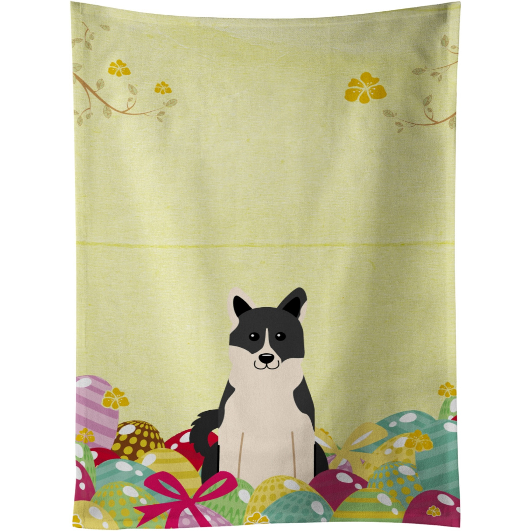 &quotCaroline's Treasures Easter Eggs Russo-European Laika Spitz Kitchen Towel, Multicolor, 25"" x 15"""