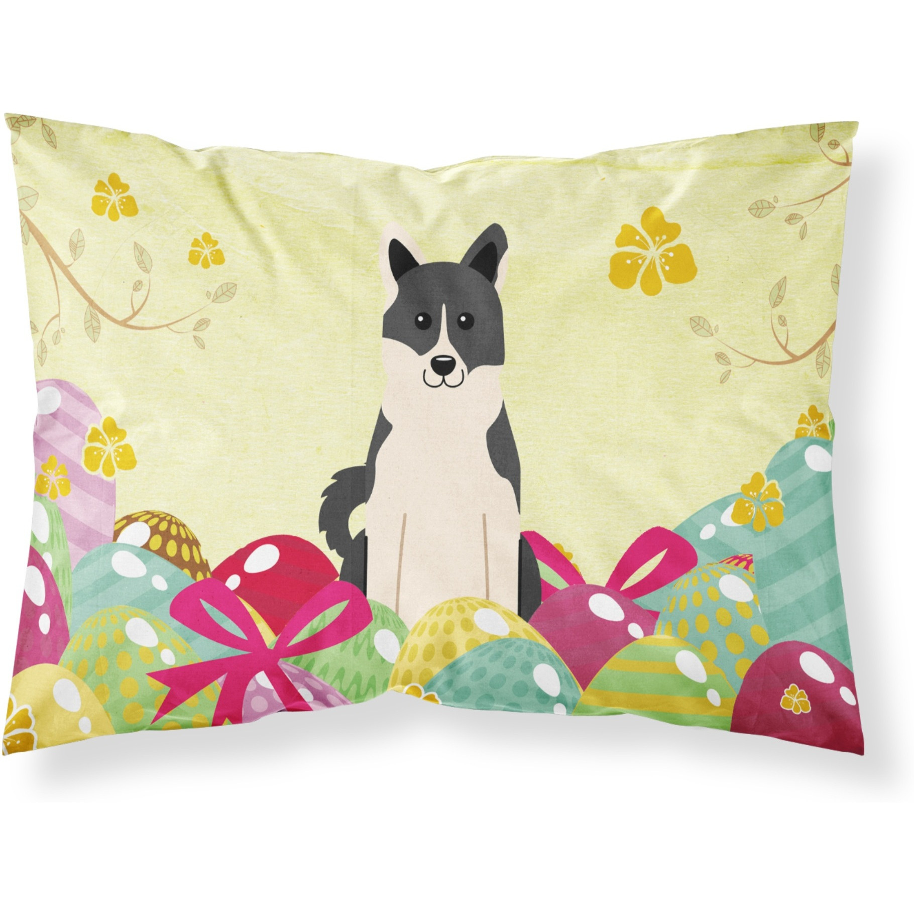 Easter Eggs Russo-European Laika Spitz Fabric Standard Pillowcase