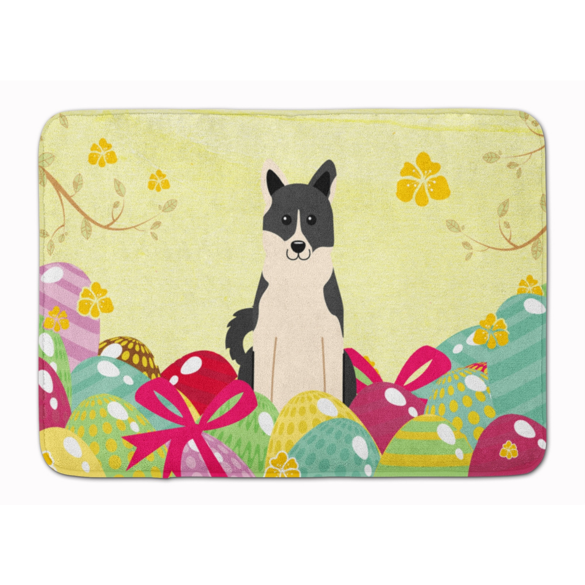 &quotCaroline's Treasures Easter Eggs Russo-European Laika Spitz Machine Washable Memory Foam Mat doormats, Multicolor"