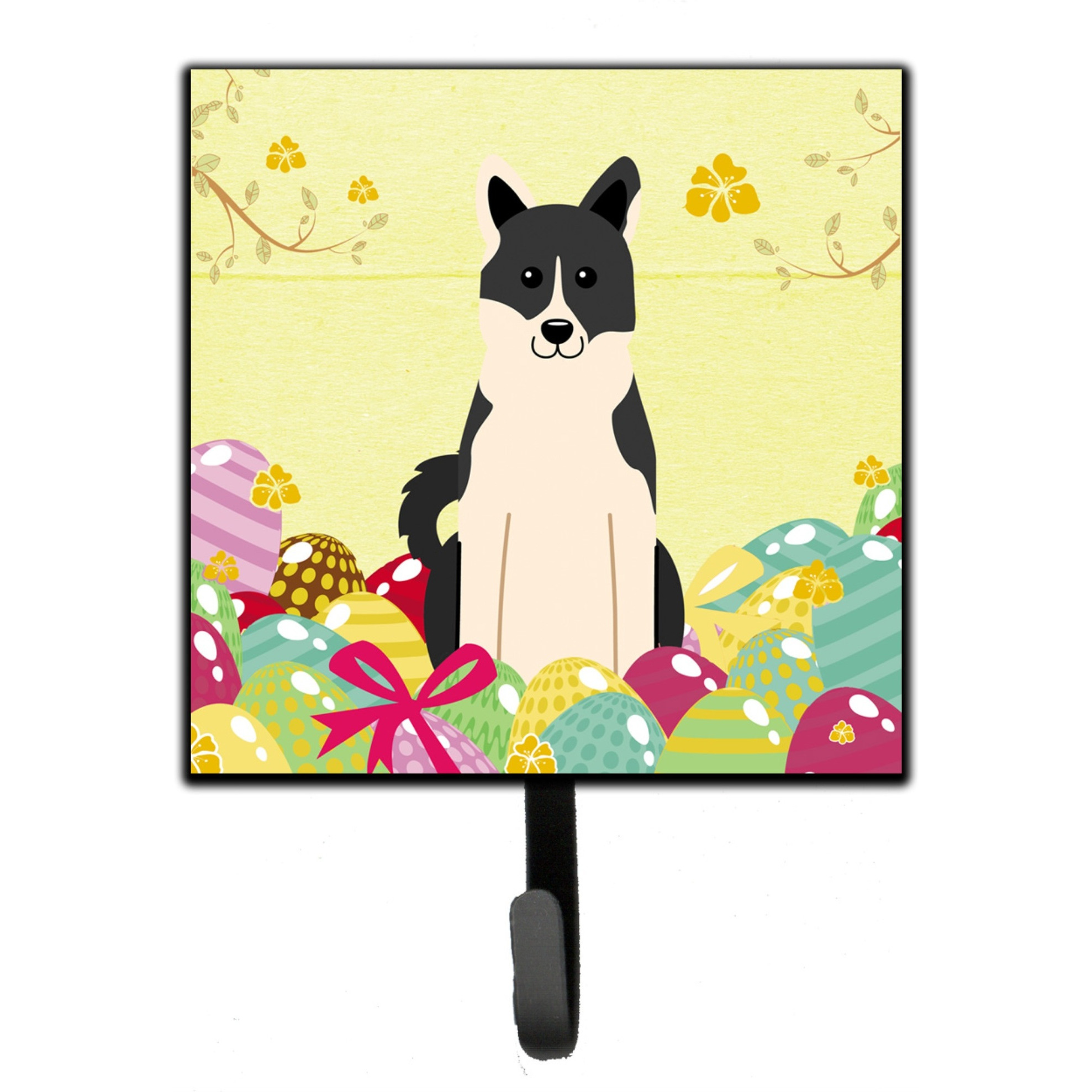 &quotCaroline's Treasures Easter Eggs Russo-European Laika Spitz Wall Hook, Small, Multicolor"