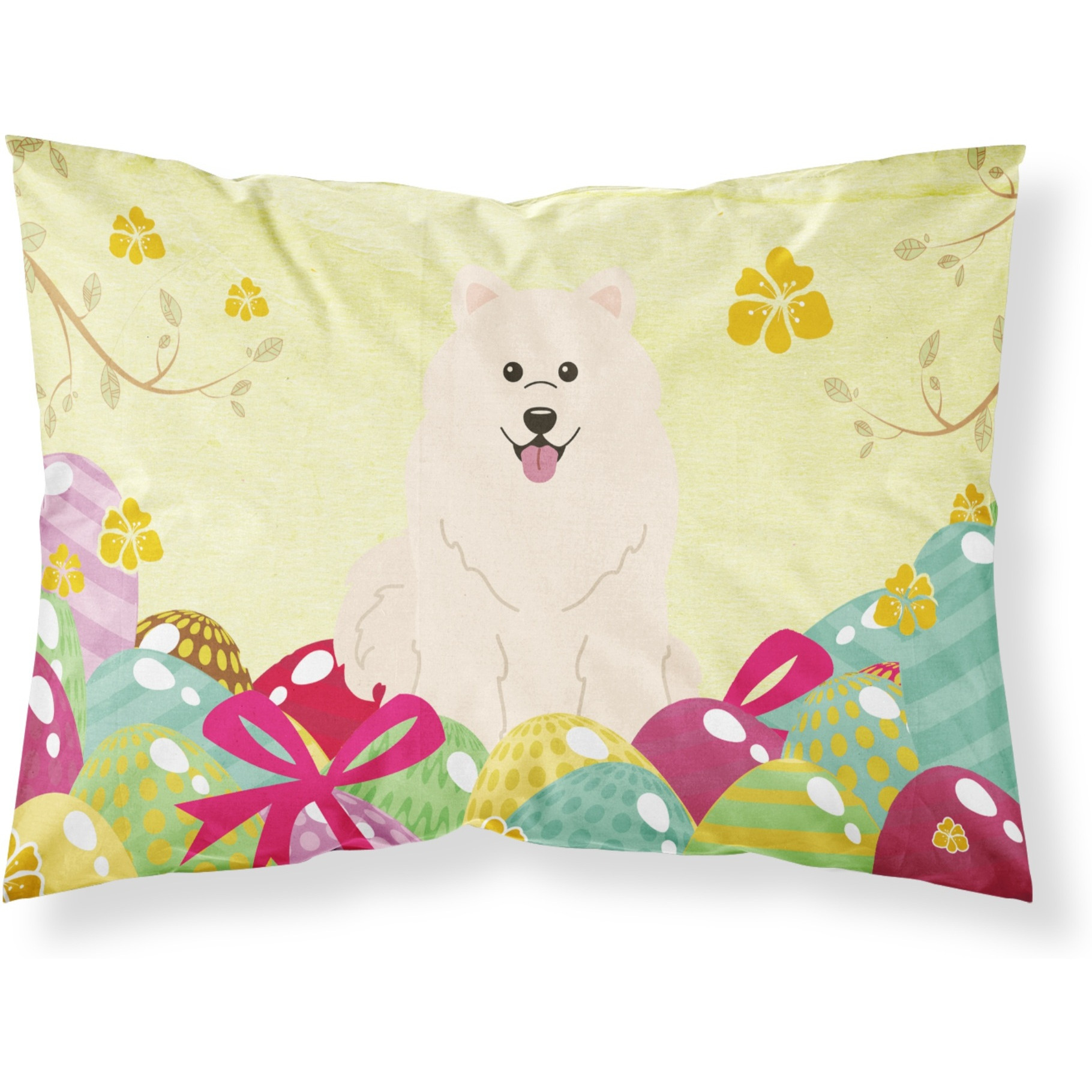 Easter Eggs Samoyed Fabric Standard Pillowcase