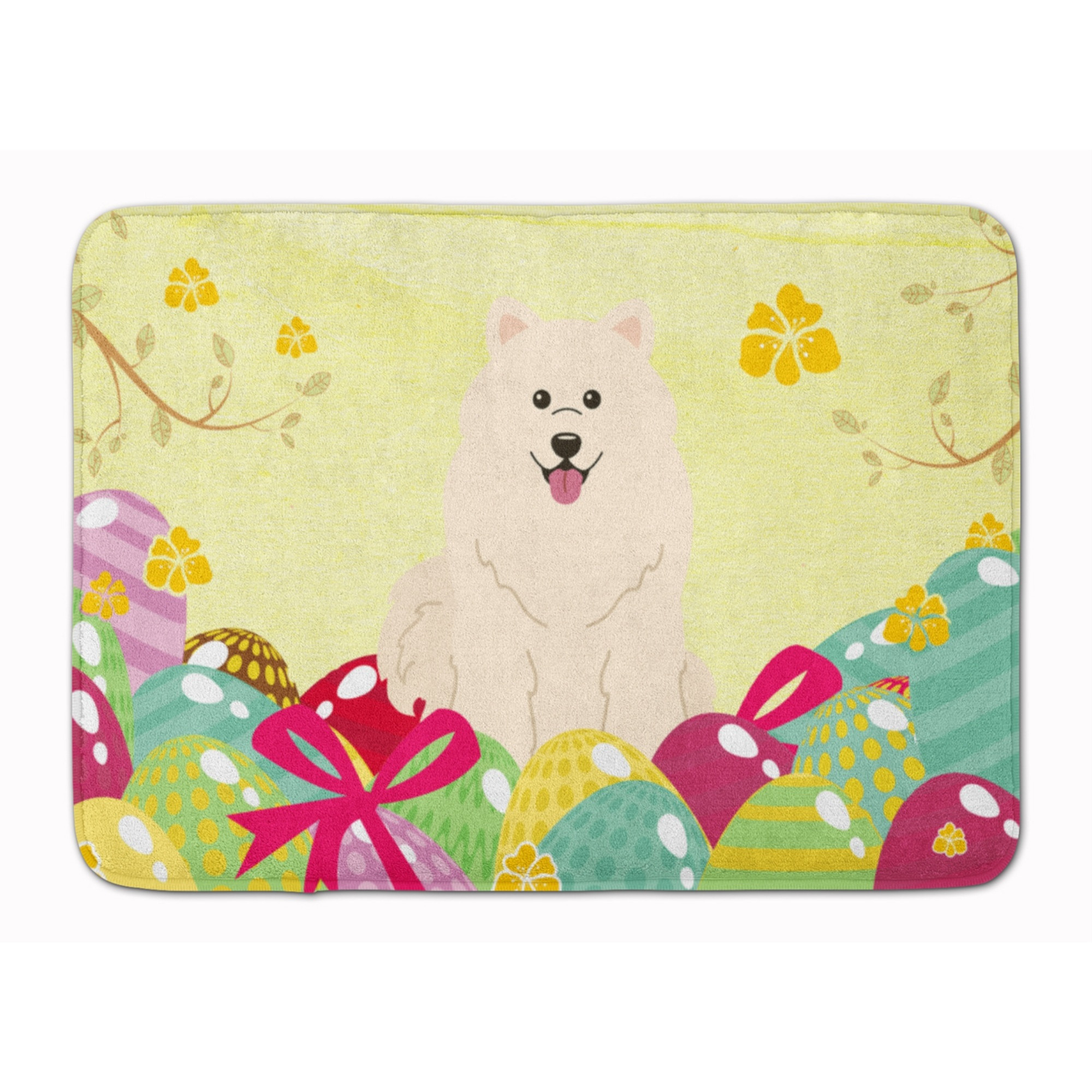 &quotCaroline's Treasures Easter Eggs Samoyed Machine Washable Memory Foam Mat doormats, Multicolor"
