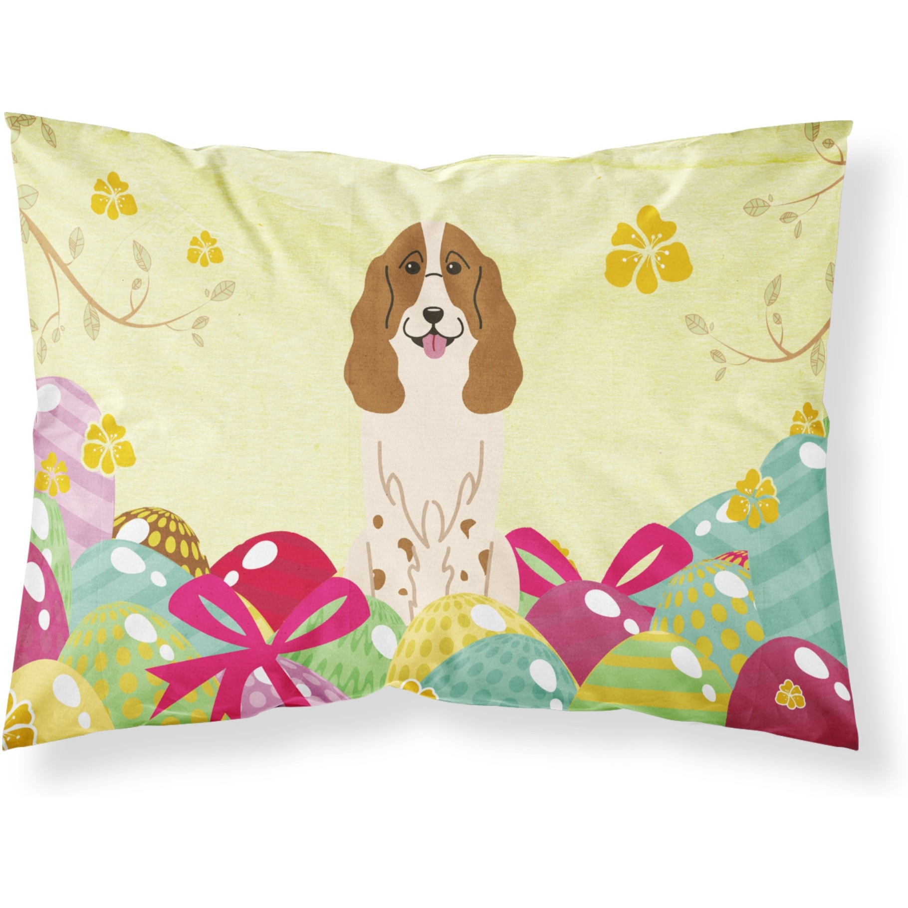 Easter Eggs Russian Spaniel Fabric Standard Pillowcase