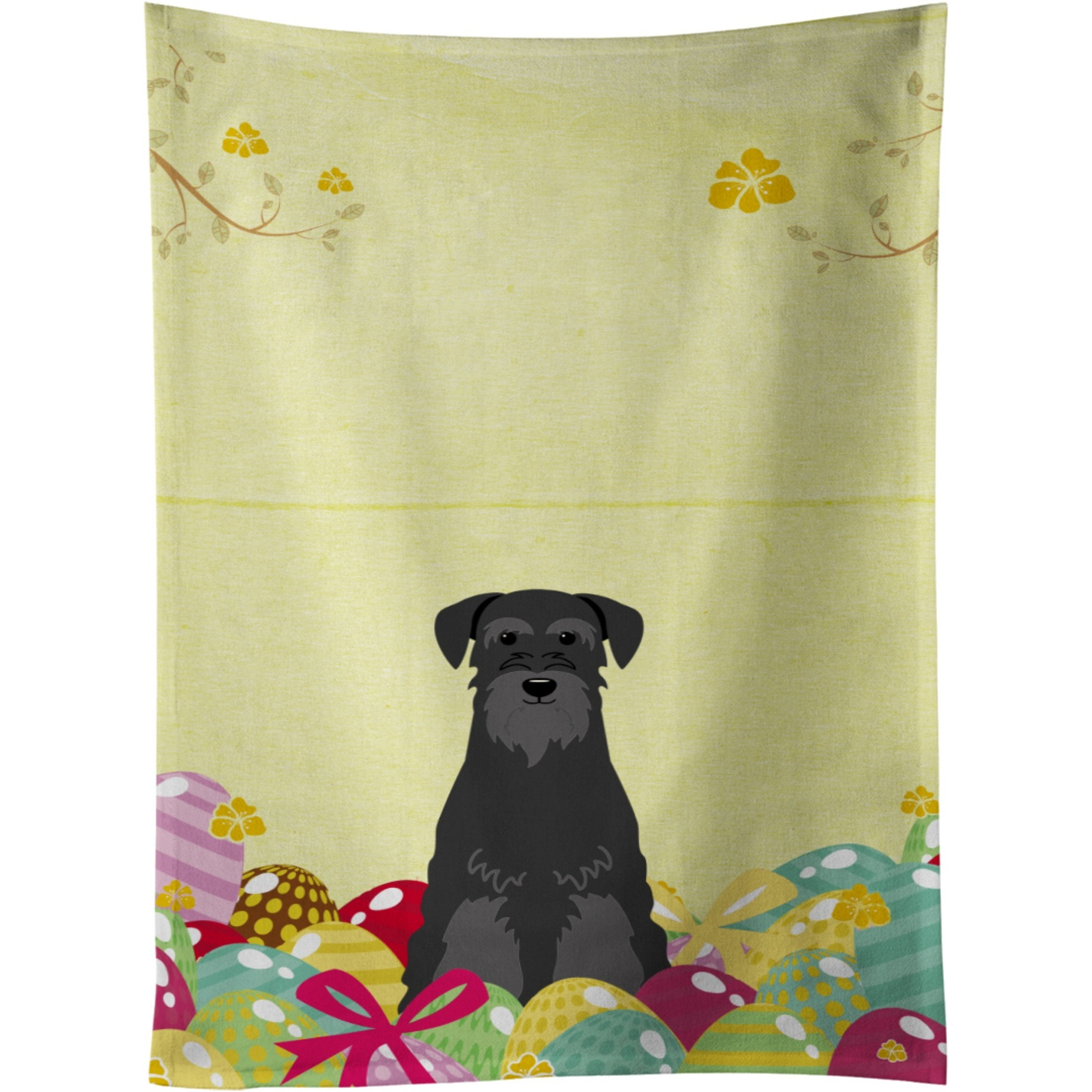 &quotCaroline's Treasures Easter Eggs Standard Schnauzer Black Kitchen Towel, Multicolor, 25"" x 15"""