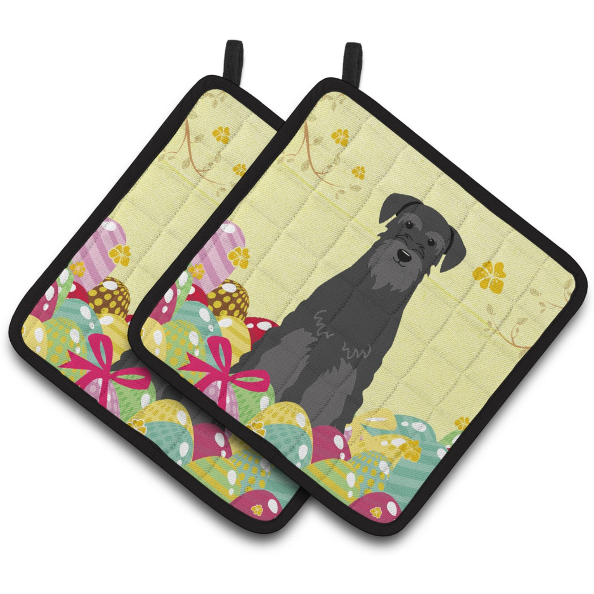 &quotCaroline's Treasures BB6032PTHD Easter Standard Schnauzer Pair of Pot Holders, 7.5"" x 7.5"", Multicolor"