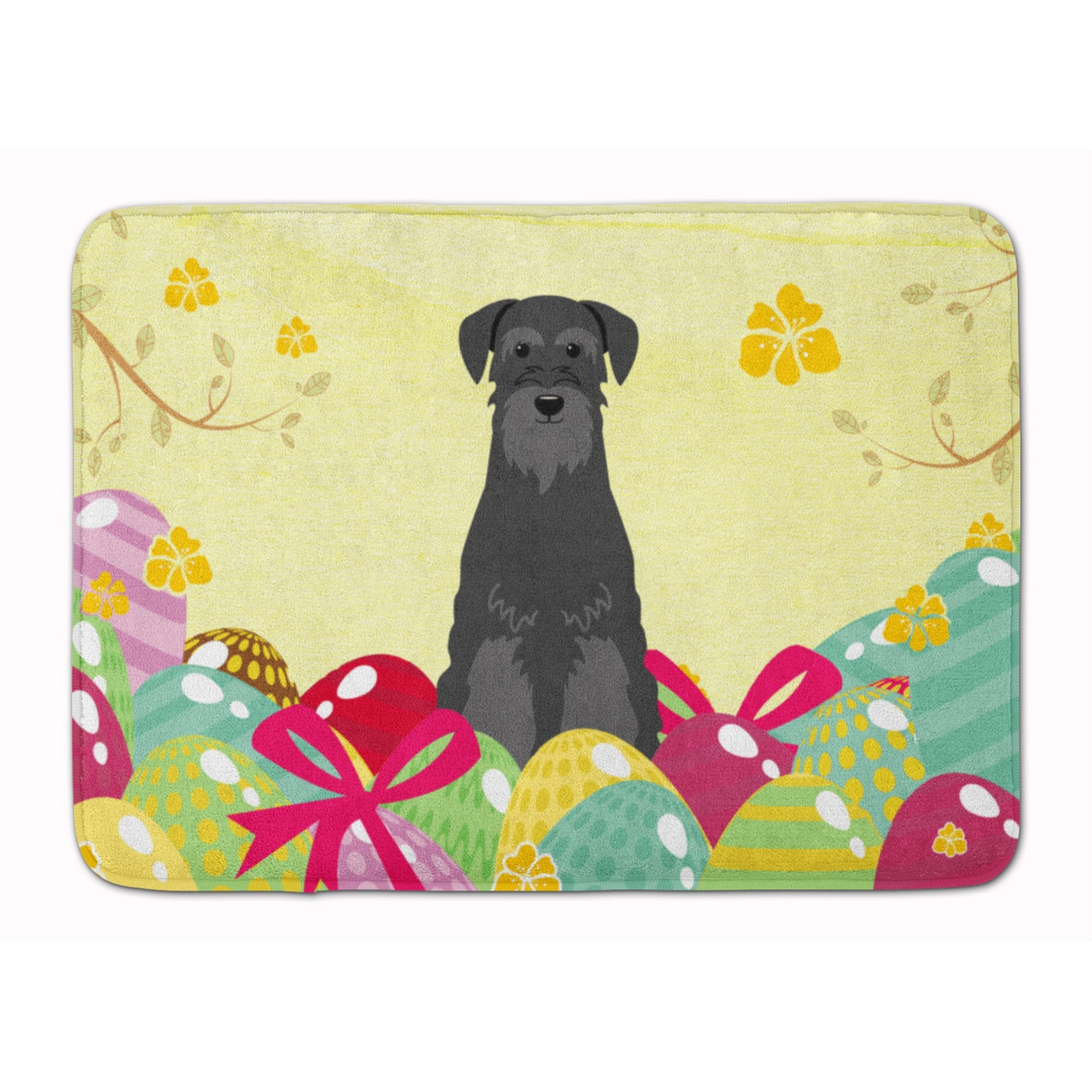 &quotCaroline's Treasures Easter Eggs Standard Schnauzer Black Machine Washable Memory Foam Mat doormats, Multicolor"