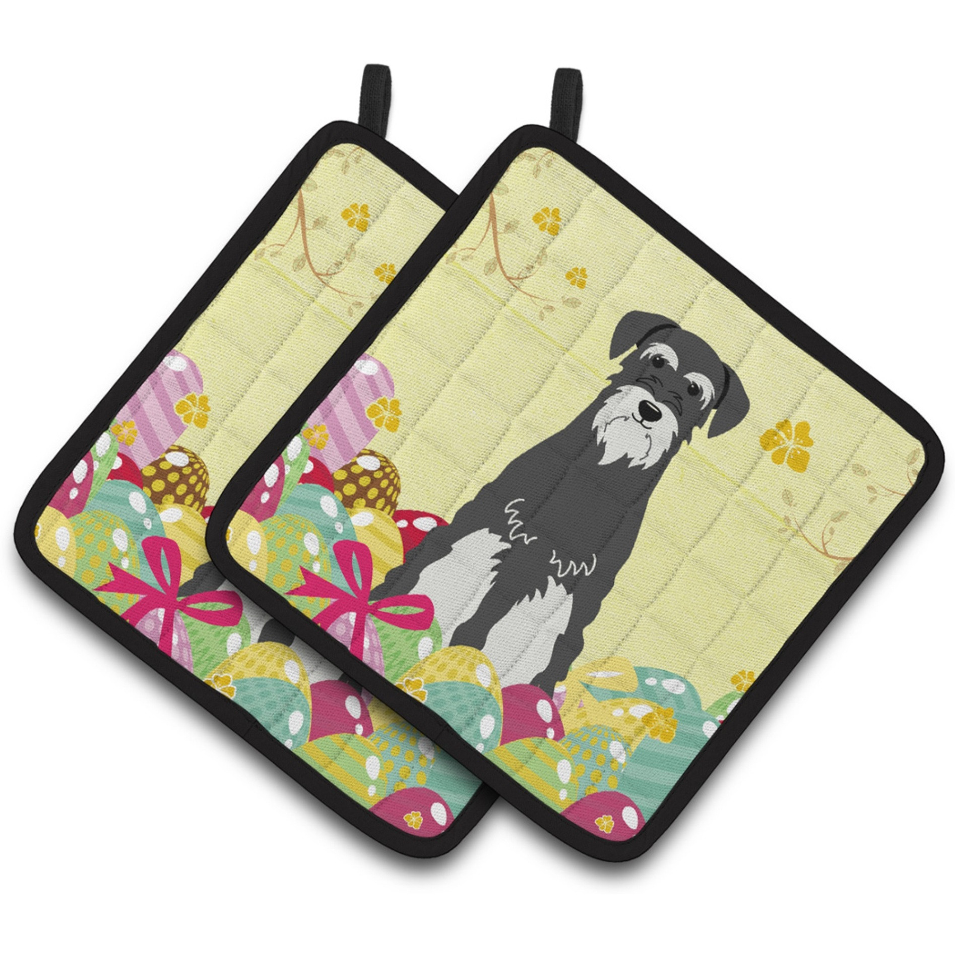 &quotCaroline's Treasures Easter Schnauzer Salt Pepperpair of Pot Holders, 7.5HX7.5W, Multicolor"