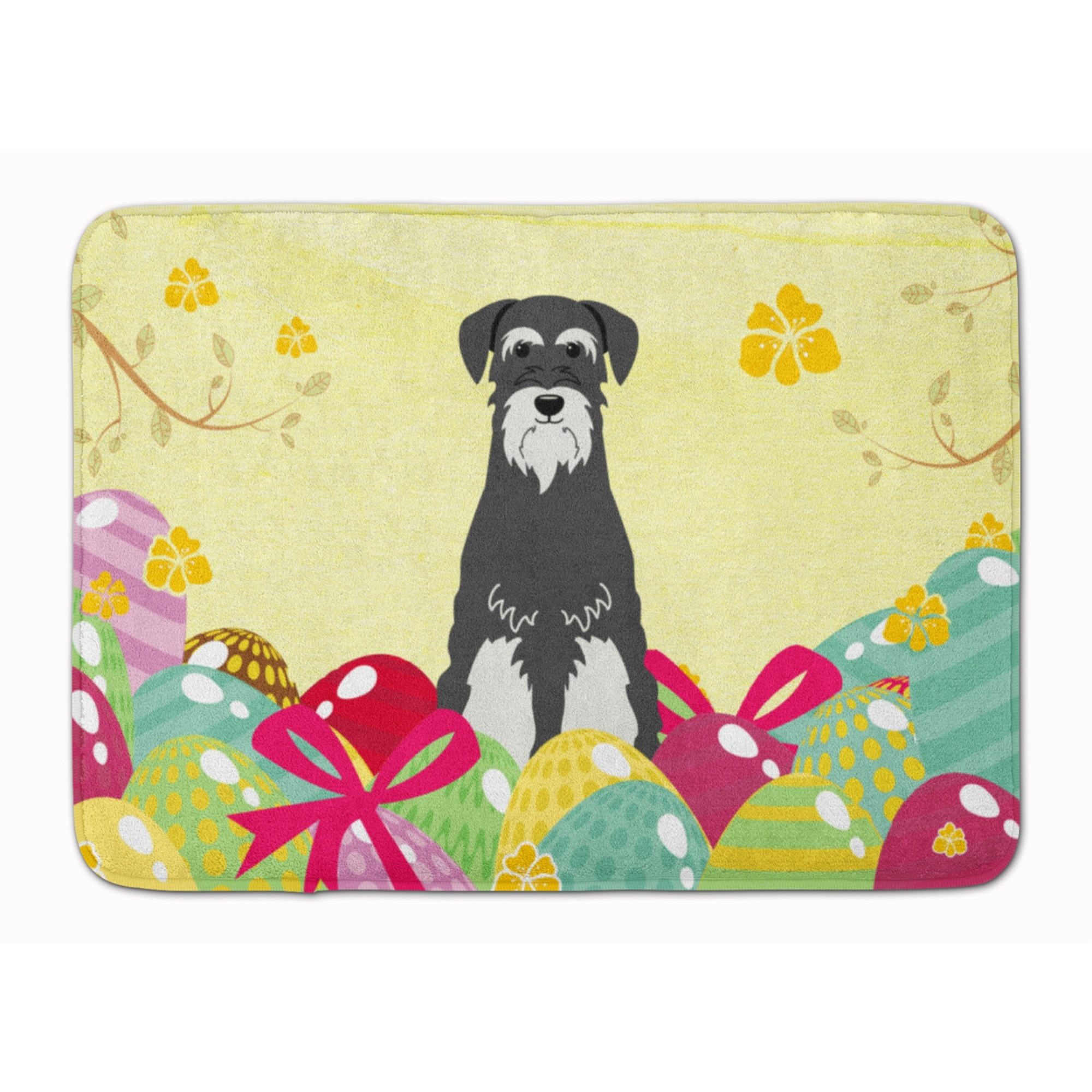 &quotCaroline's Treasures Easter Eggs Standard Schnauzer Salt and Pepper Machine Washable Memory Foam Mat doormats, Multicolor"