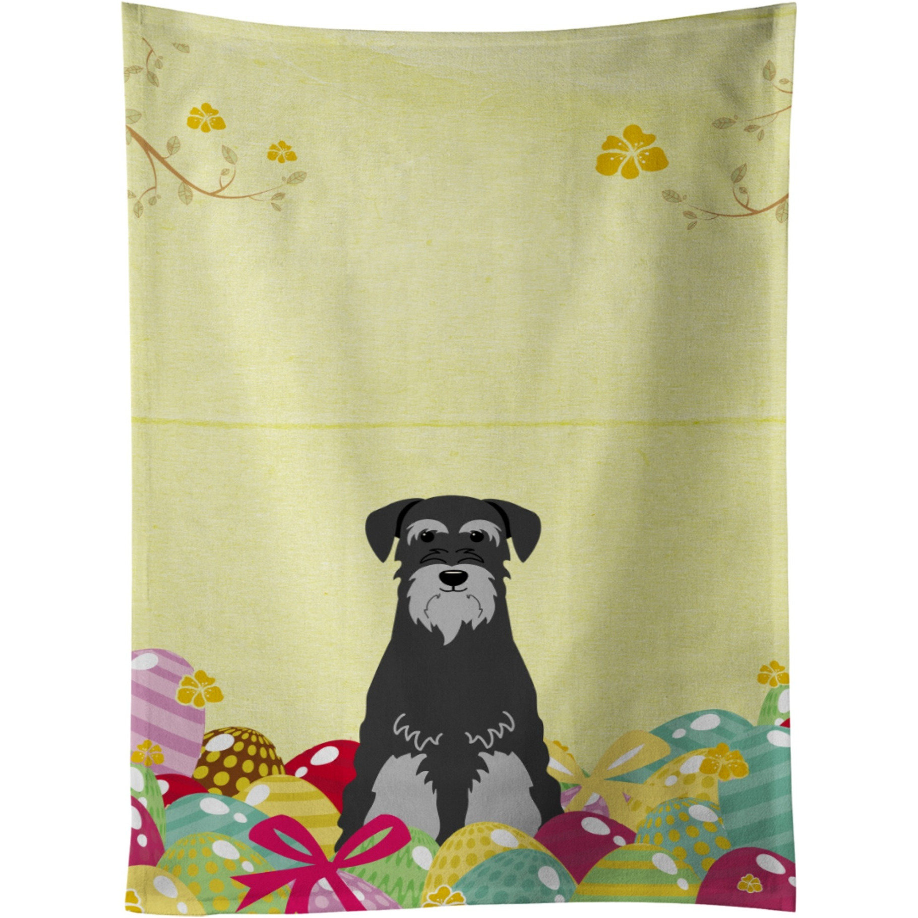 &quotCaroline's Treasures Easter Eggs Standard Schnauzer Black Grey Kitchen Towel, Multicolor, 25"" x 15"""