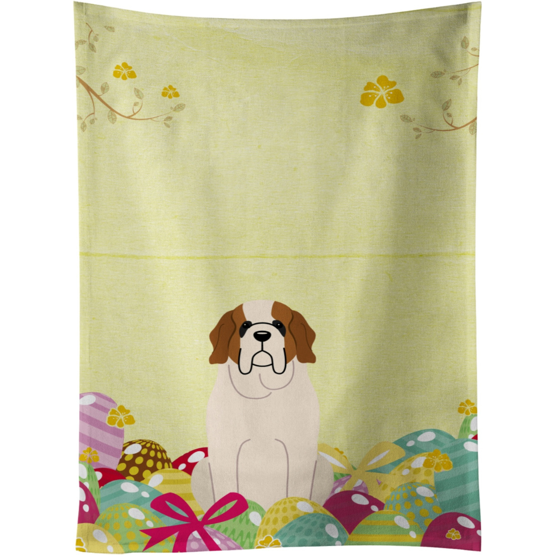 &quotCaroline's Treasures Easter Eggs Saint Bernard Kitchen Towel, Multicolor, 25"" x 15"""