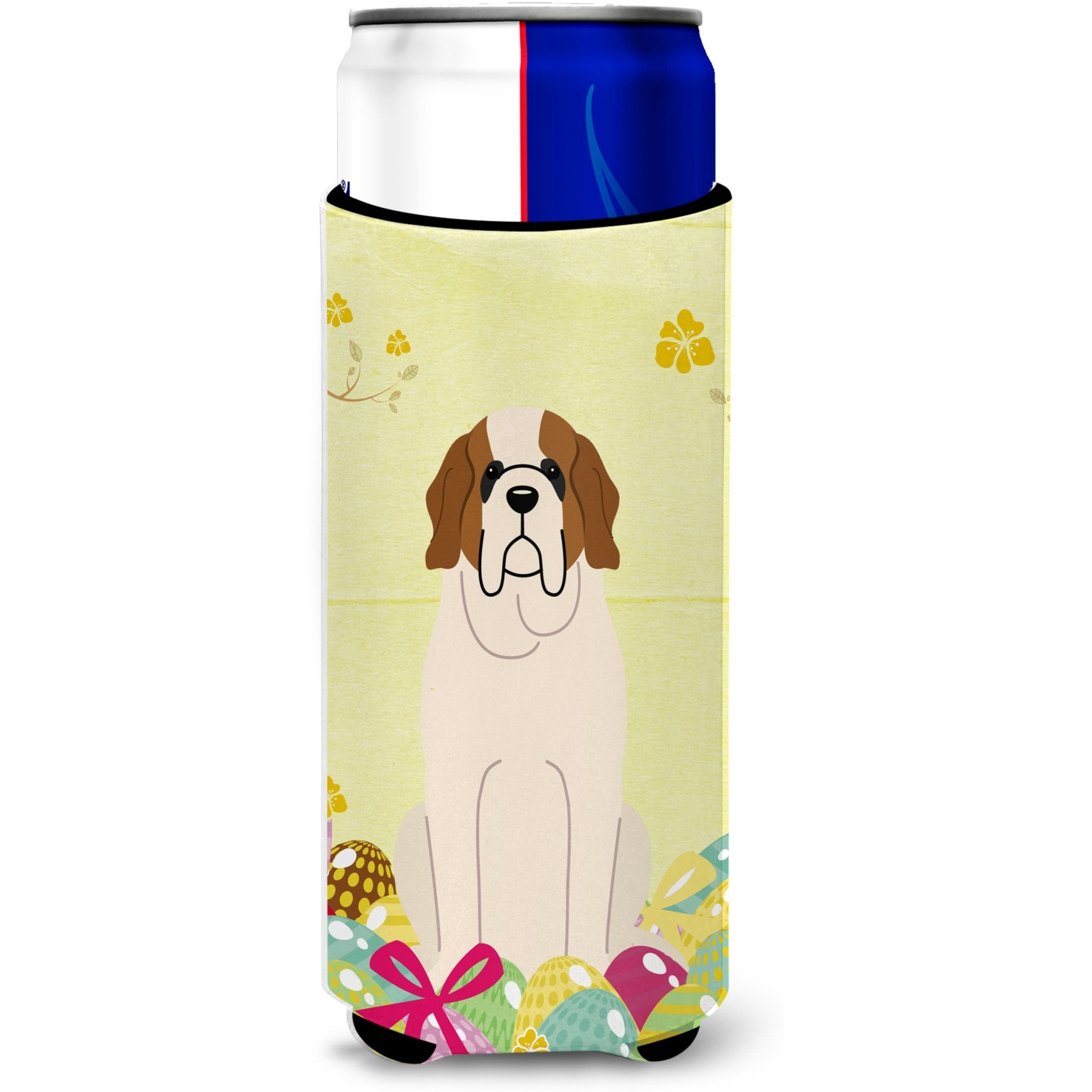 &quotCaroline's Treasures Easter Eggs Saint Bernard Michelob Ultra Hugger For Slim Cans, Slim Can, Multicolor"