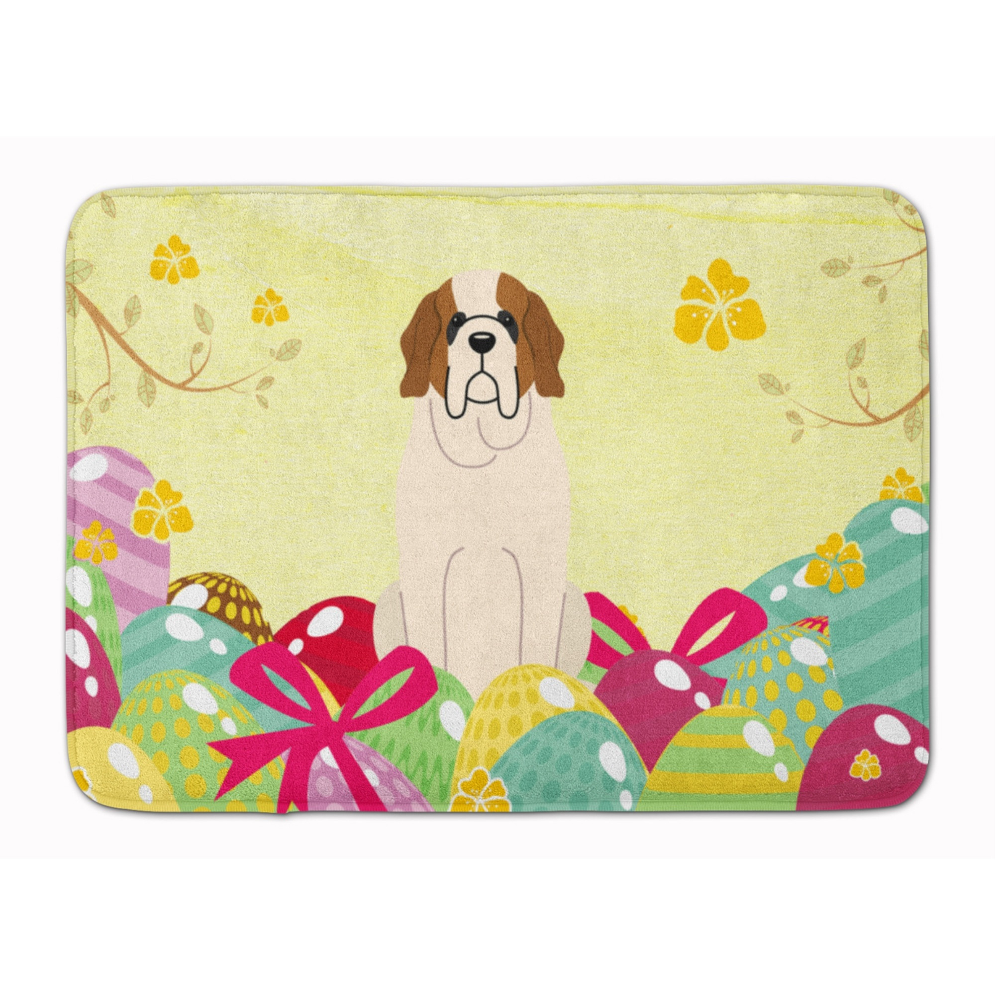 &quotCaroline's Treasures Easter Eggs Saint Bernard Machine Washable Memory Foam Mat doormats, Multicolor"
