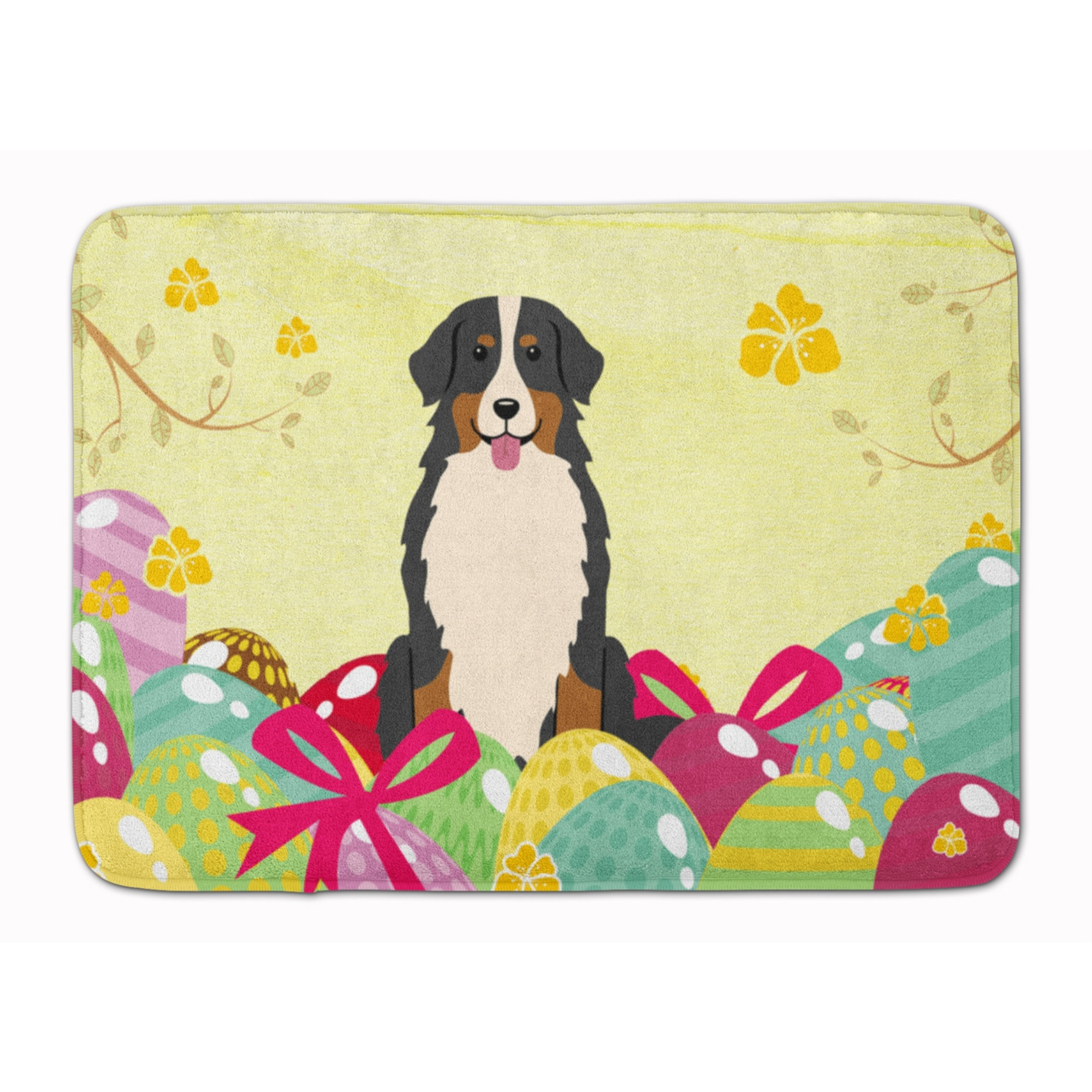 &quotCaroline's Treasures Easter Eggs Bernese Mountain Dog Machine Washable Memory Foam Mat doormats, Multicolor"