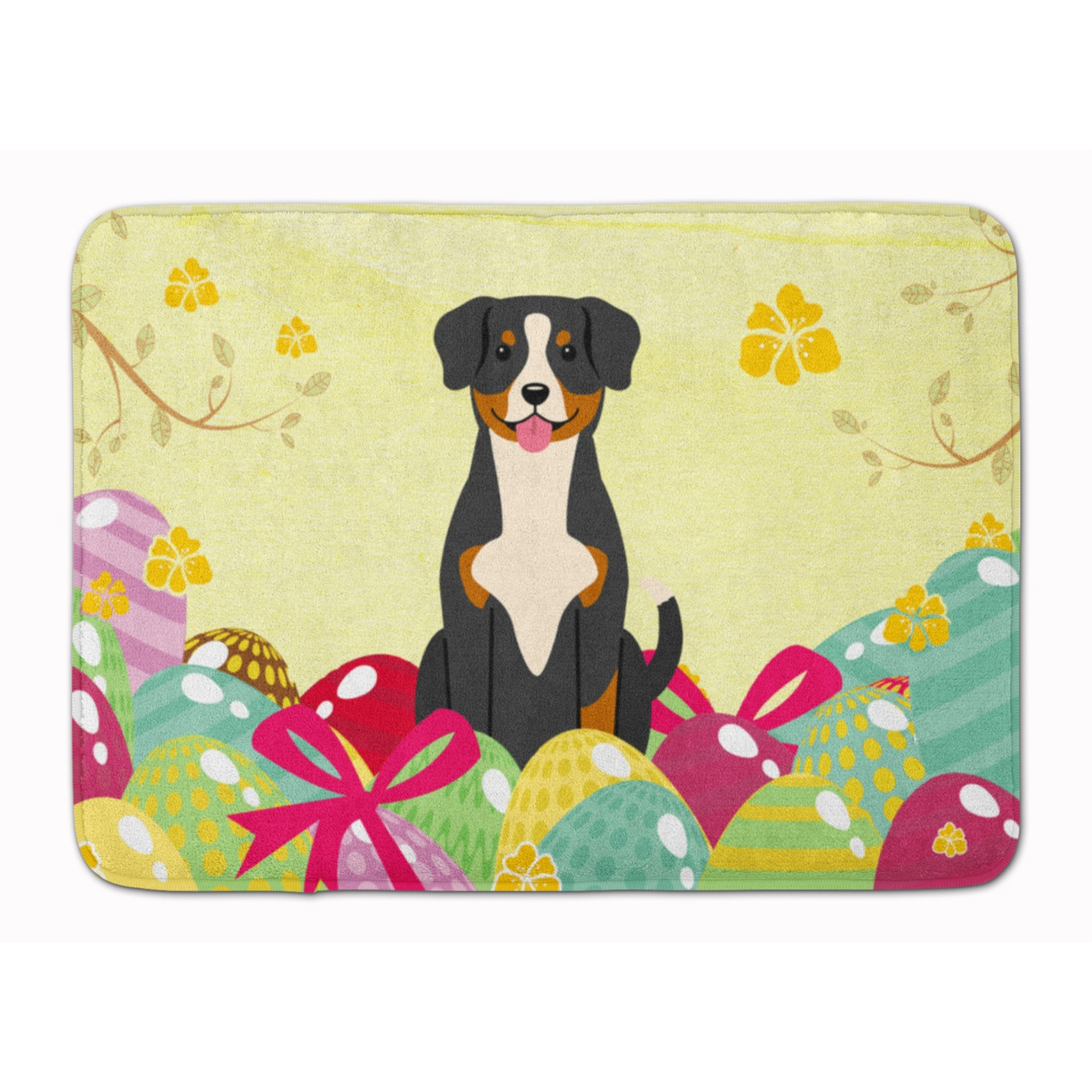 &quotCaroline's Treasures Easter Eggs Entlebucher Machine Washable Memory Foam Mat doormats, Multicolor"