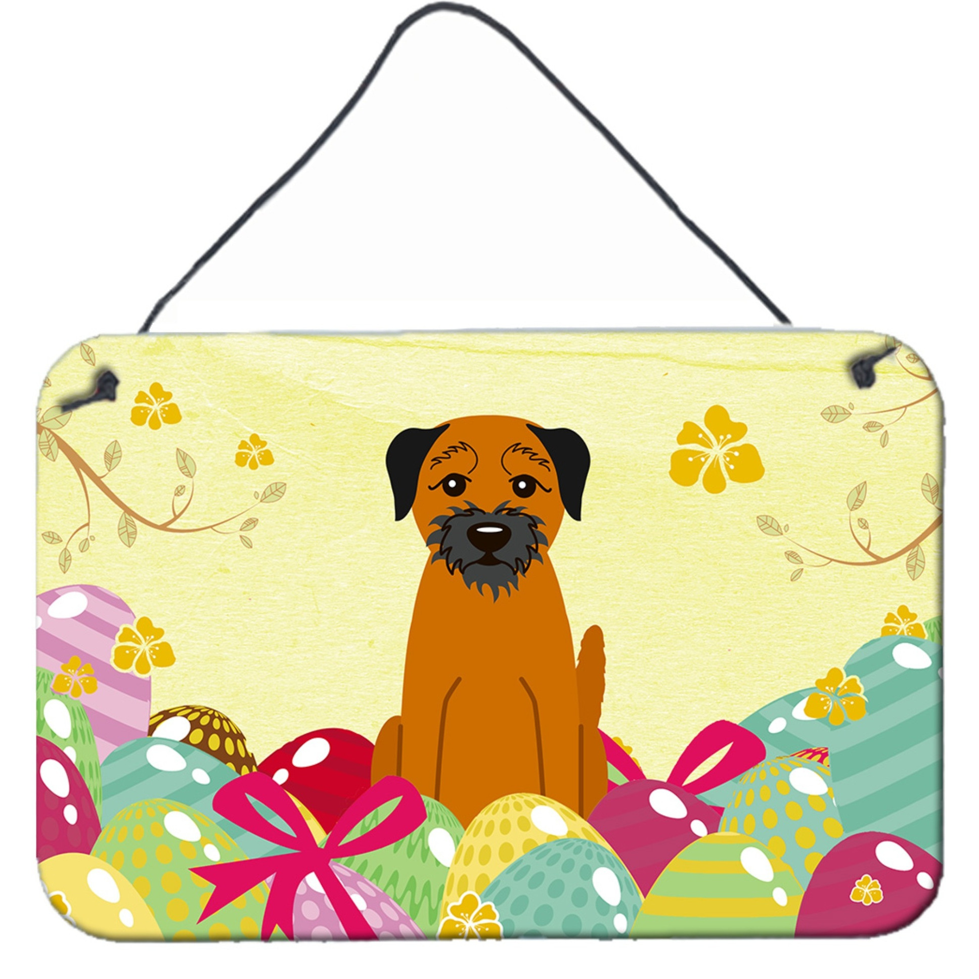 &quotCaroline's Treasures Easter Eggs Border Terrier Metal Print, 8"&quotH x 12"&quotW, Multicolor"