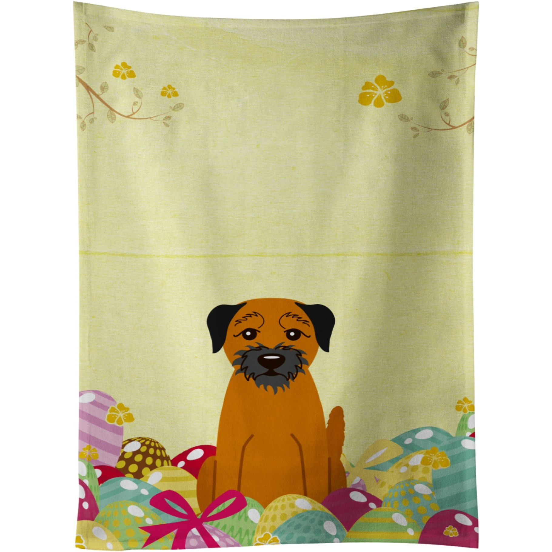 &quotCaroline's Treasures Easter Eggs Border Terrier Kitchen Towel, Multicolor, 25"" x 15"""