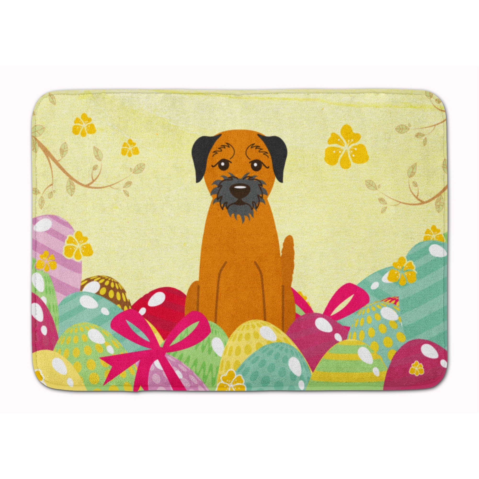 &quotCaroline's Treasures Easter Eggs Border Terrier Machine Washable Memory Foam Mat doormats, Multicolor"