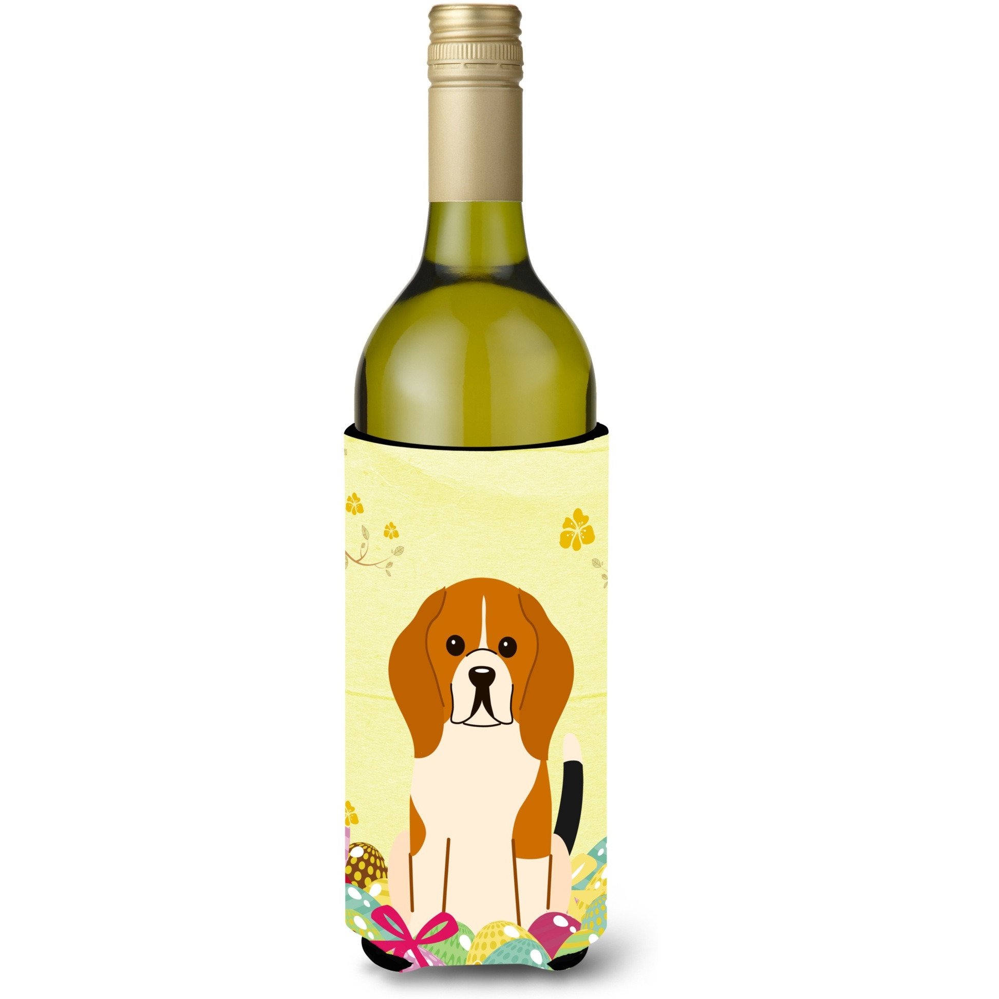 &quotCaroline's Treasures BB6040LITERK Easter Eggs Beagle Tricolor Wine Bottle Beverage Insulator Hugger, 750ml, Multicolor"