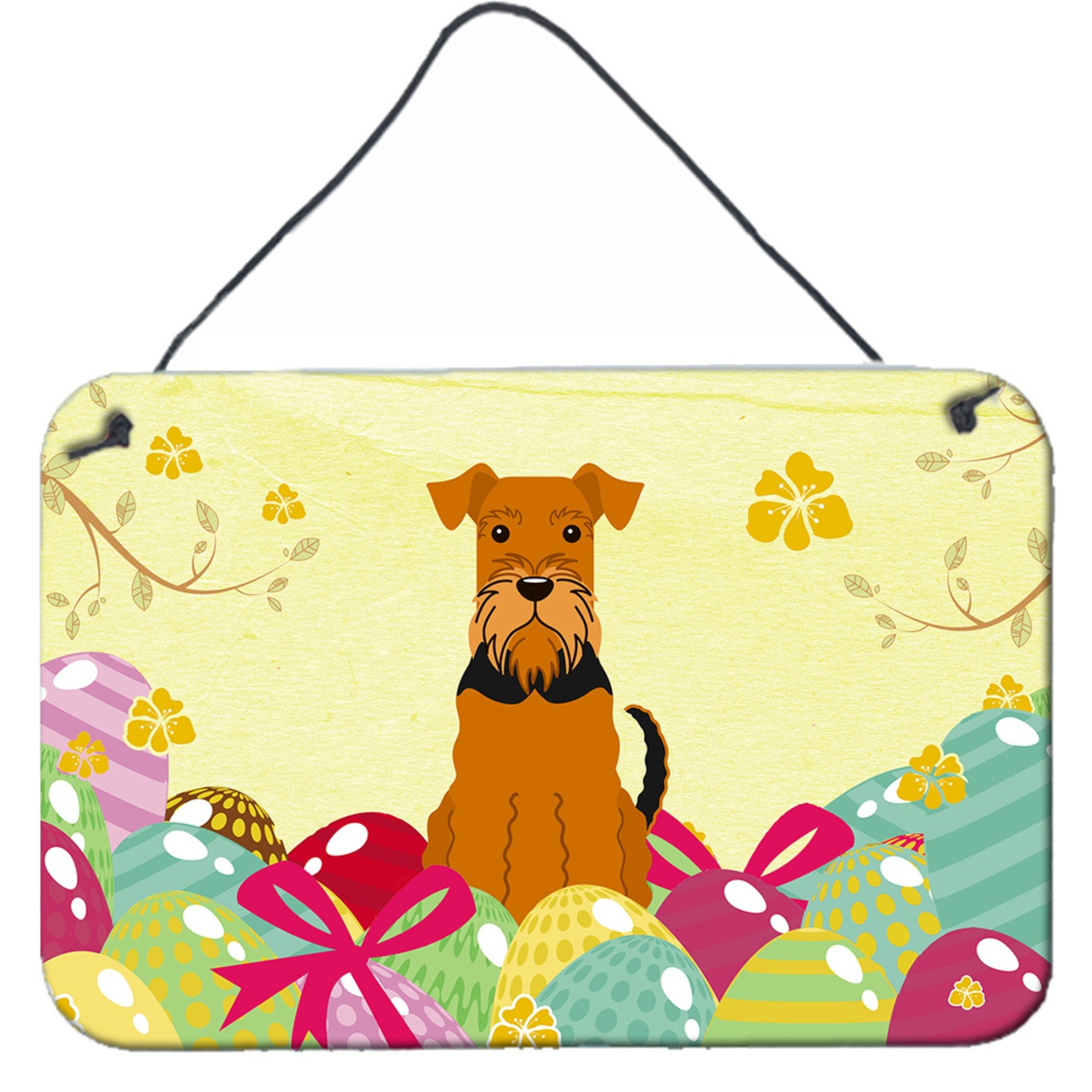 &quotCaroline's Treasures Easter Eggs Airedale Metal Print, 8"" H x 12"" W"