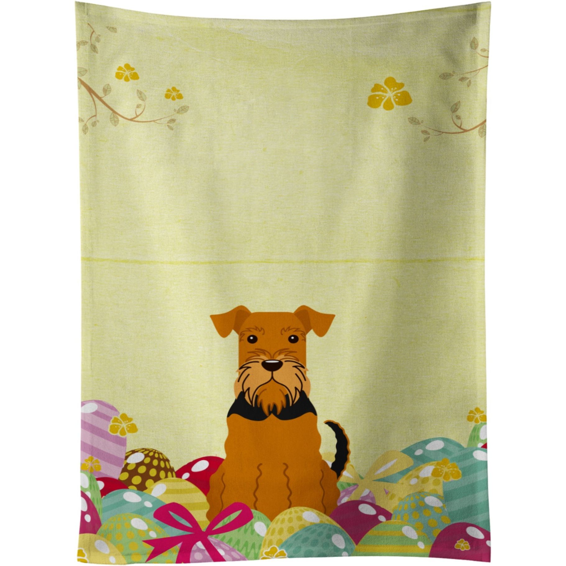 &quotCaroline's Treasures Easter Eggs Airedale Kitchen Towel, Multicolor, 25"" x 15"""