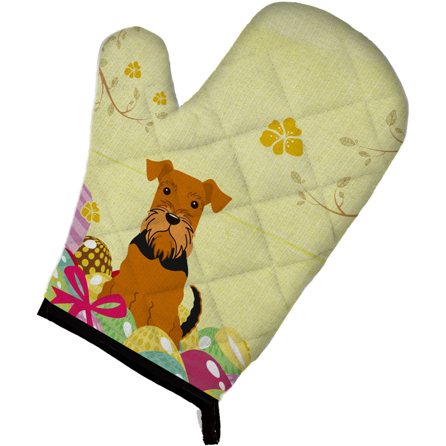 &quotCaroline's Treasures Easter Eggs Airedale Oven Mitt, Multicolor, 12"" x 8.5"""