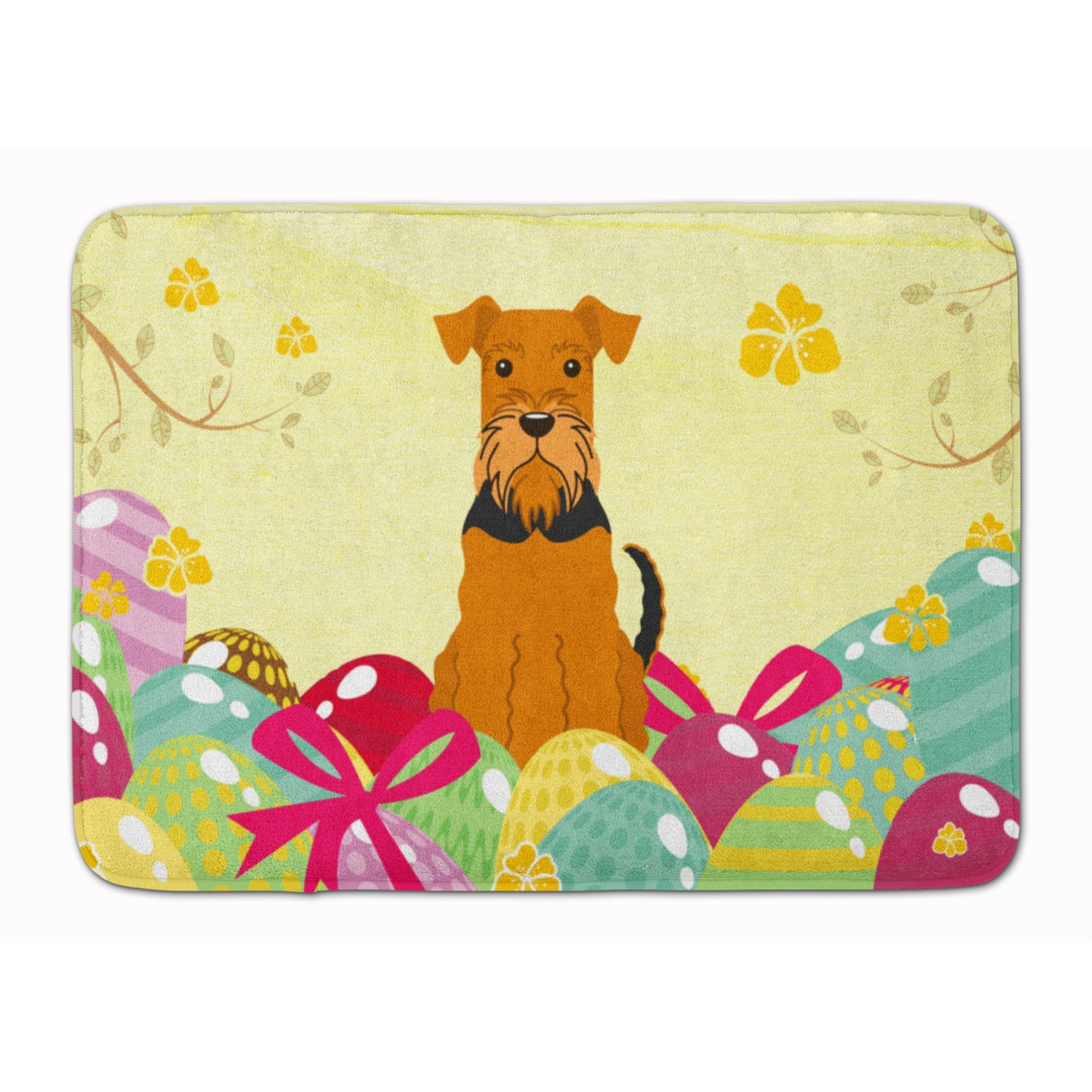 &quotCaroline's Treasures Easter Eggs Airedale Machine Washable Memory Foam Mat doormats, Multicolor"